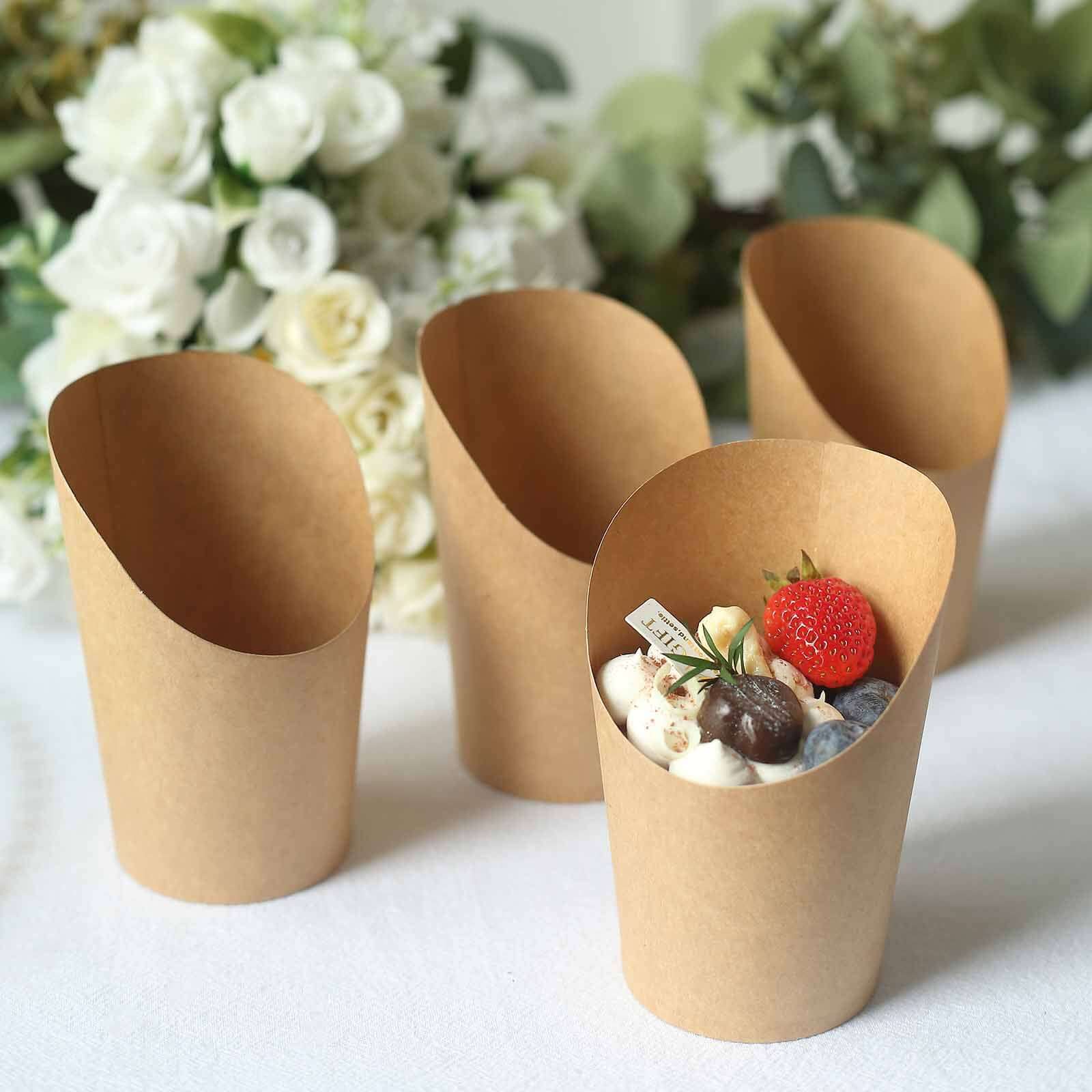 50-Pack 14oz Natural Brown Paper Popcorn Box Snack Cups - Ideal for Appetizers