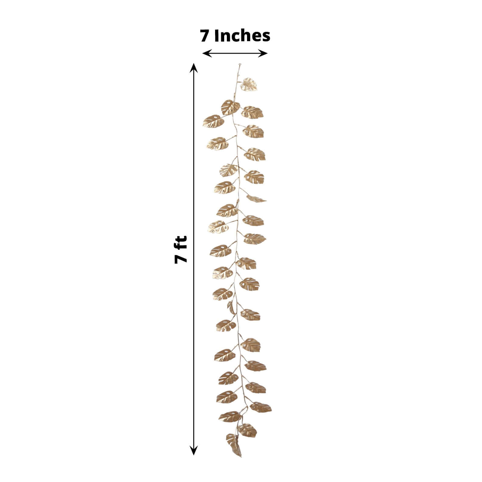 7ft Metallic Gold Artificial Monstera Hanging Vine - Faux Garland for Tropical & Boho Events