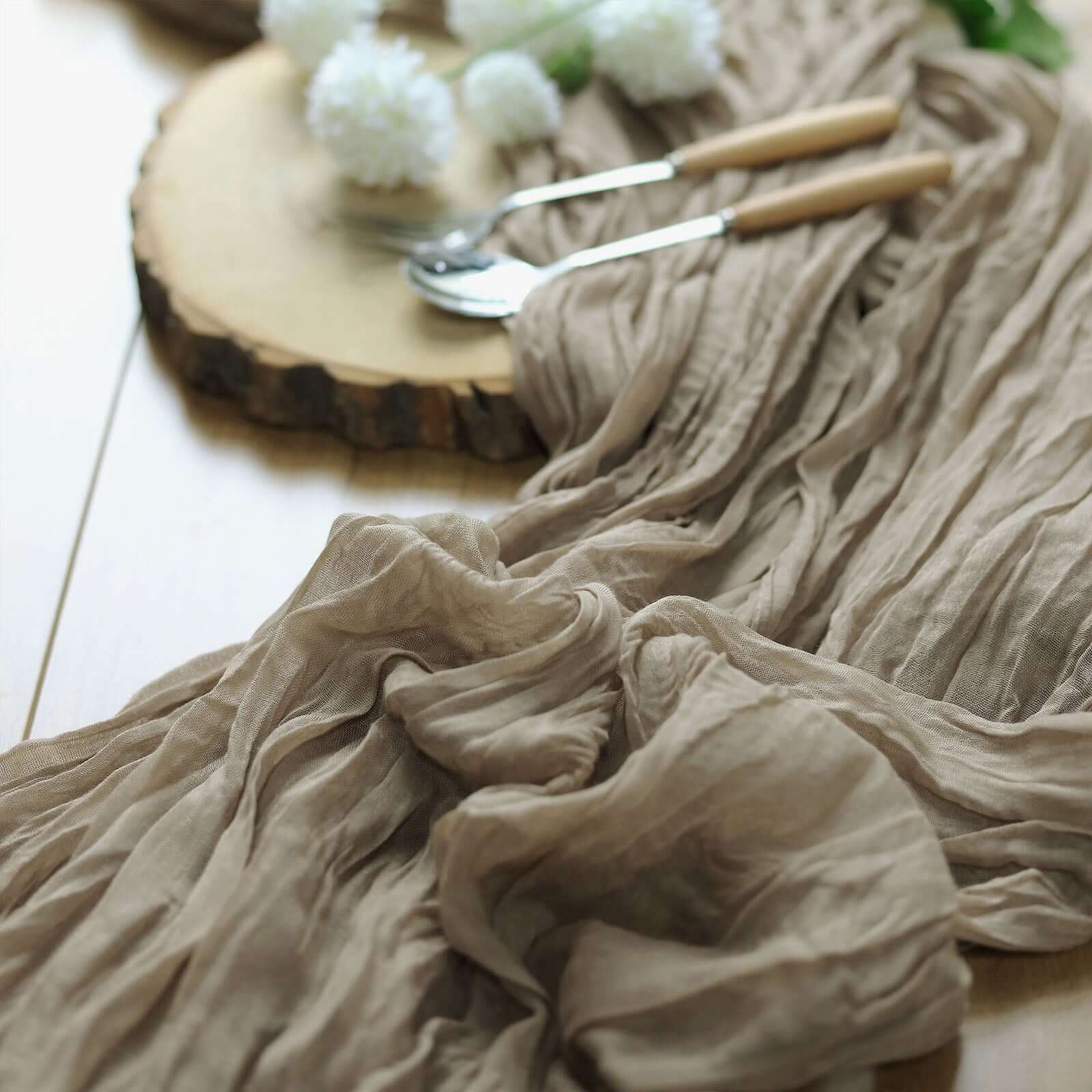 Get This 10ft Natural Gauze Cheesecloth Table Runner for Rustic Boho Decorations