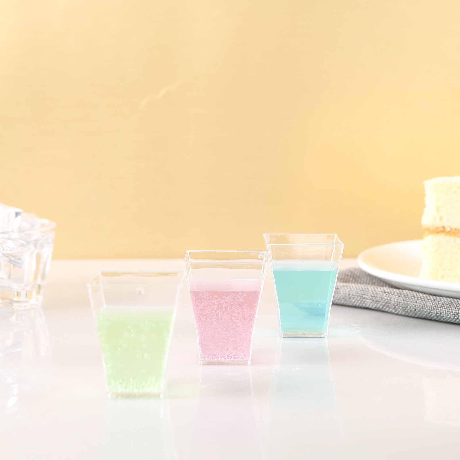 24-Piece Set of Clear Plastic Square Shot Glasses - 2oz Durable Disposable Drinks Glasses
