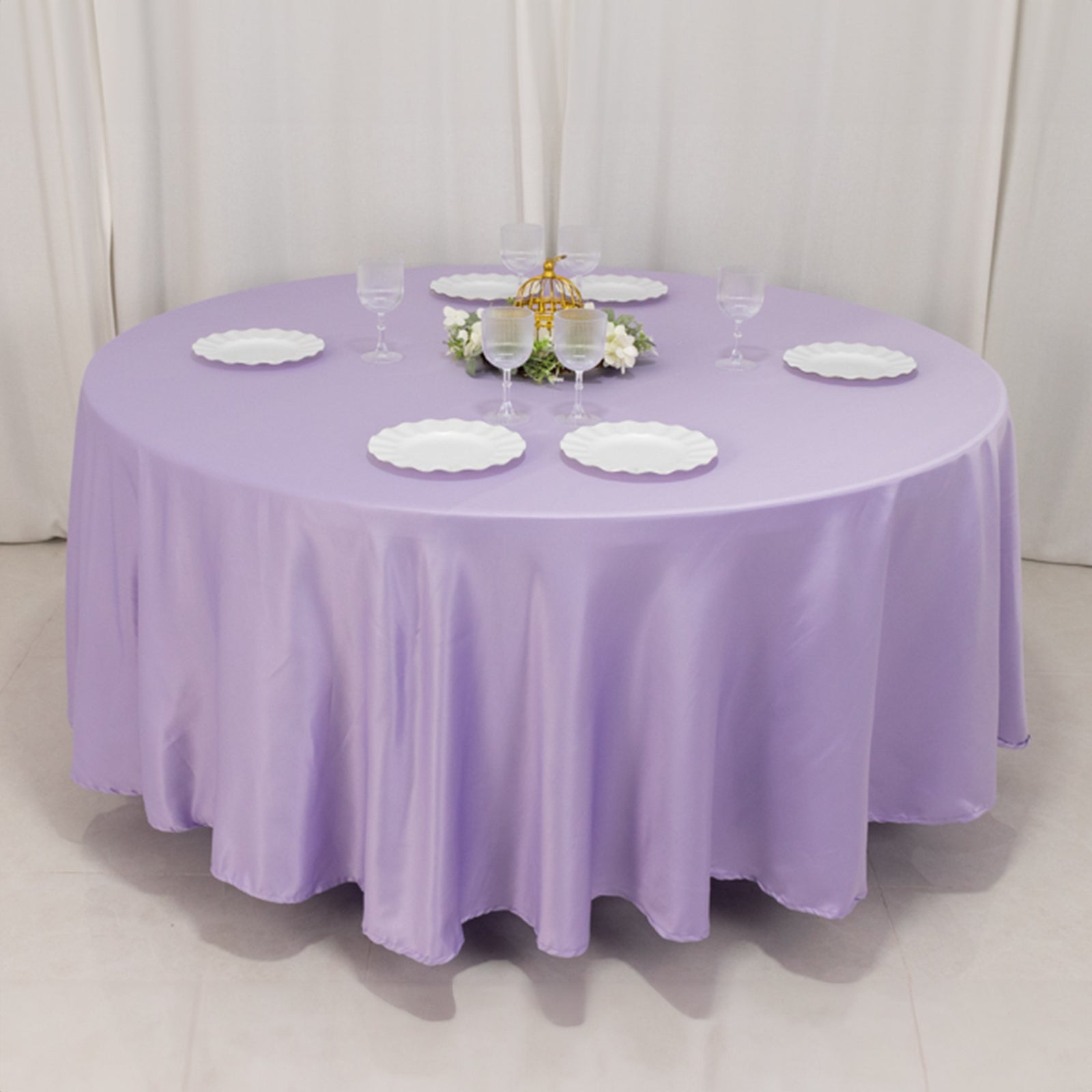 Premium Lavender Lilac Lamour Satin 108-Inch Round Tablecloth - Durable & Silk-Like Cover