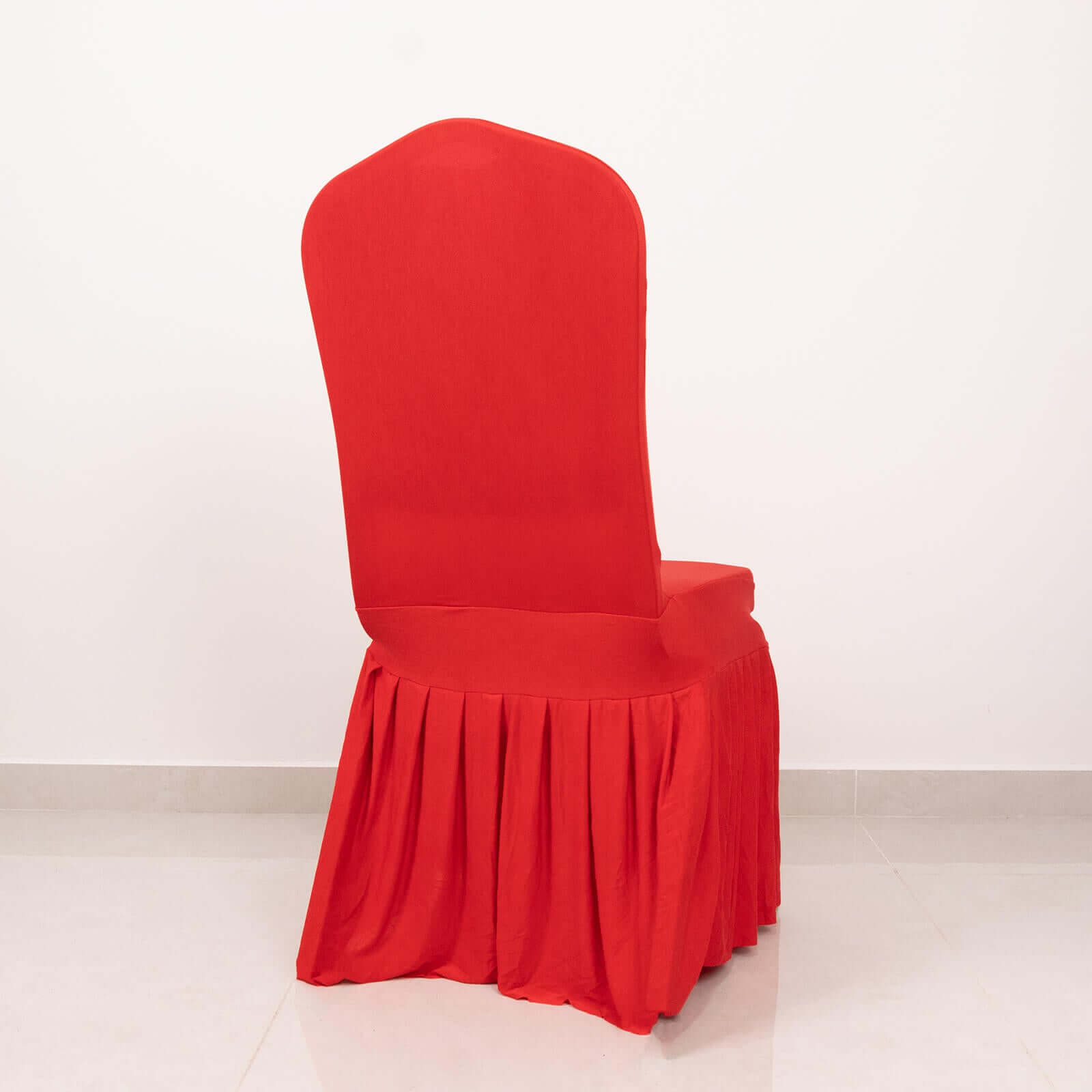 Hot Deal! Red Spandex Stretch Chair Cover with Ruffle Pleated Skirt for Banquet Chairs (1-Piece)