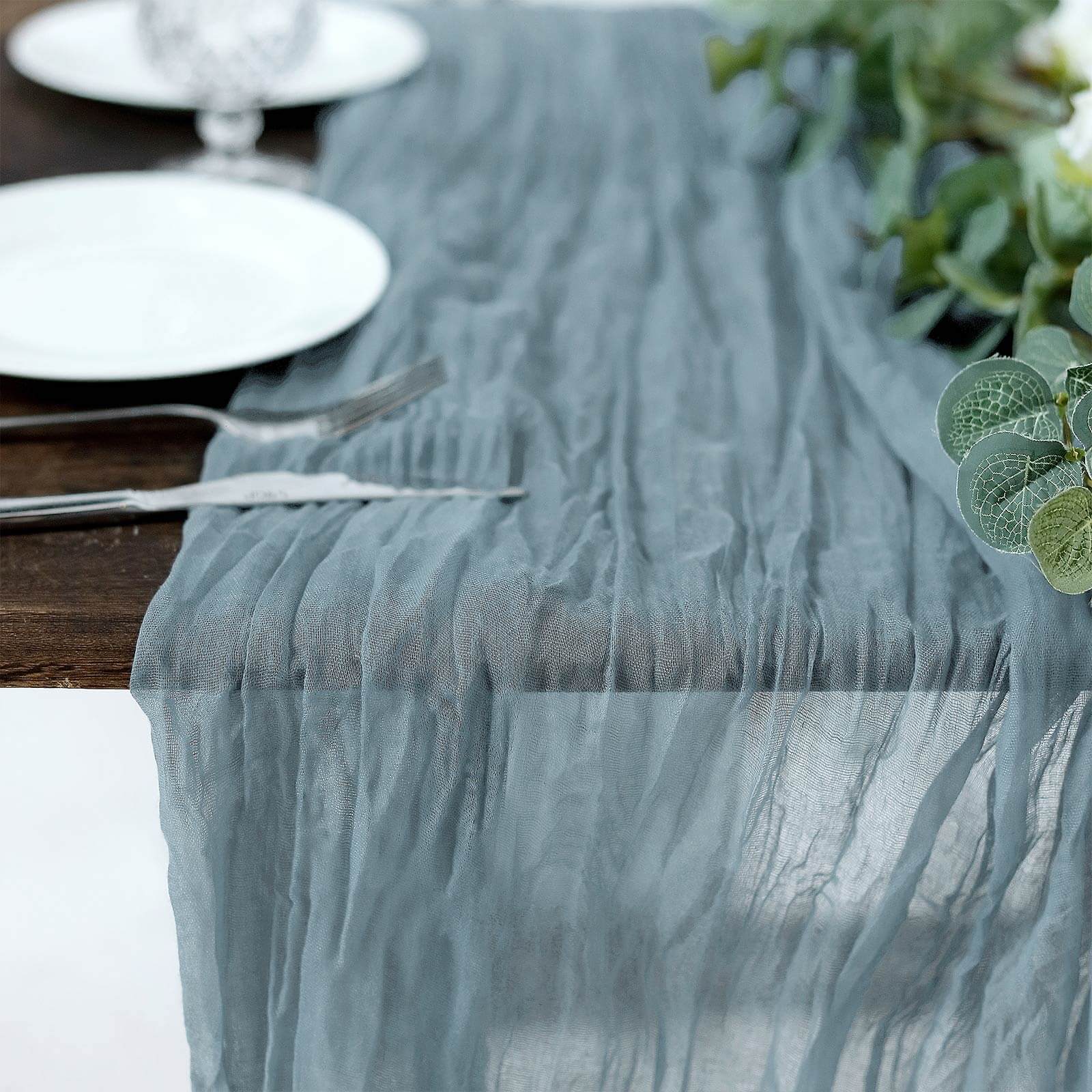 Special Offer! Rustic Boho Style Dusty Blue Gauze Cheesecloth 10ft Table Runner