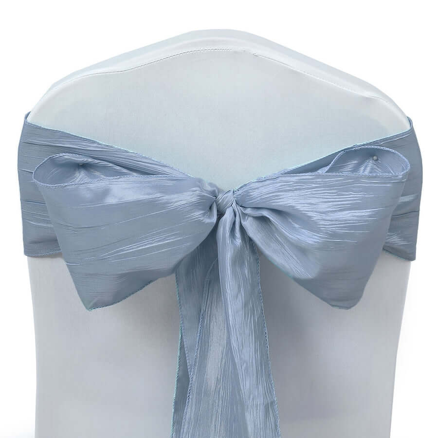 5-Pack Dusty Blue Taffeta Chair Sashes - Ideal for Weddings & Gatherings
