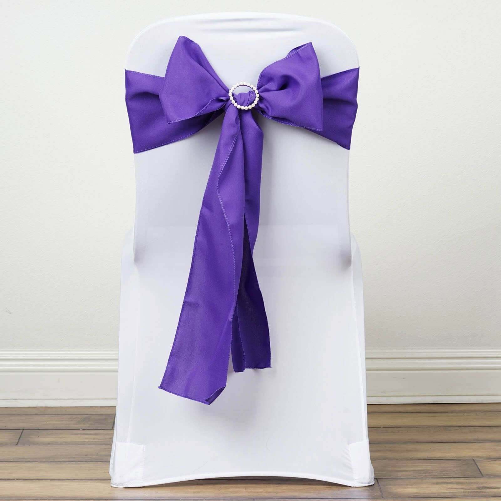 5-Piece Set of Purple Polyester Chair Sashes, 6x108 Inches