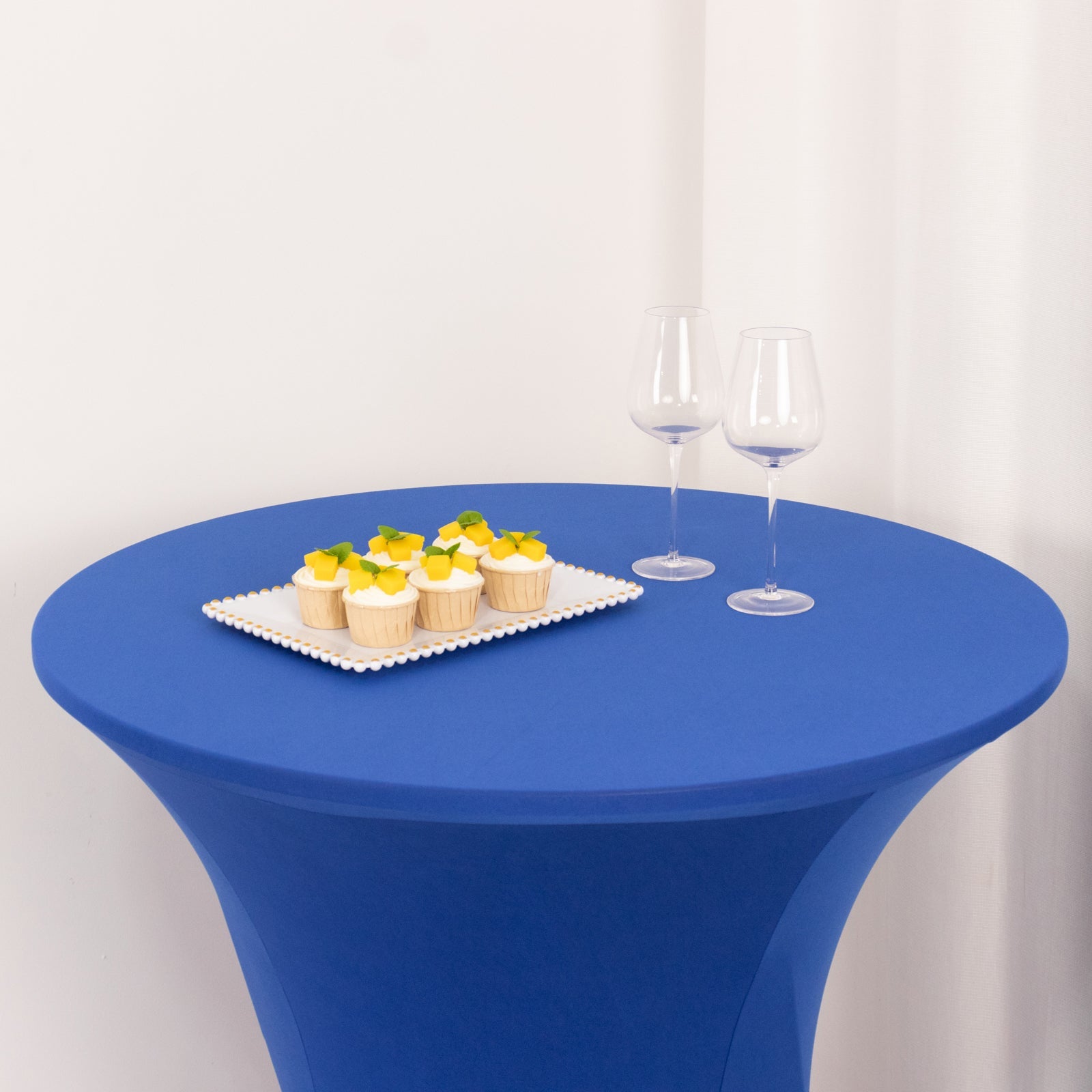Royal Blue Spandex Stretch Fitted Cocktail Table Cover - Easy to Maintain, Ideal for 33-36