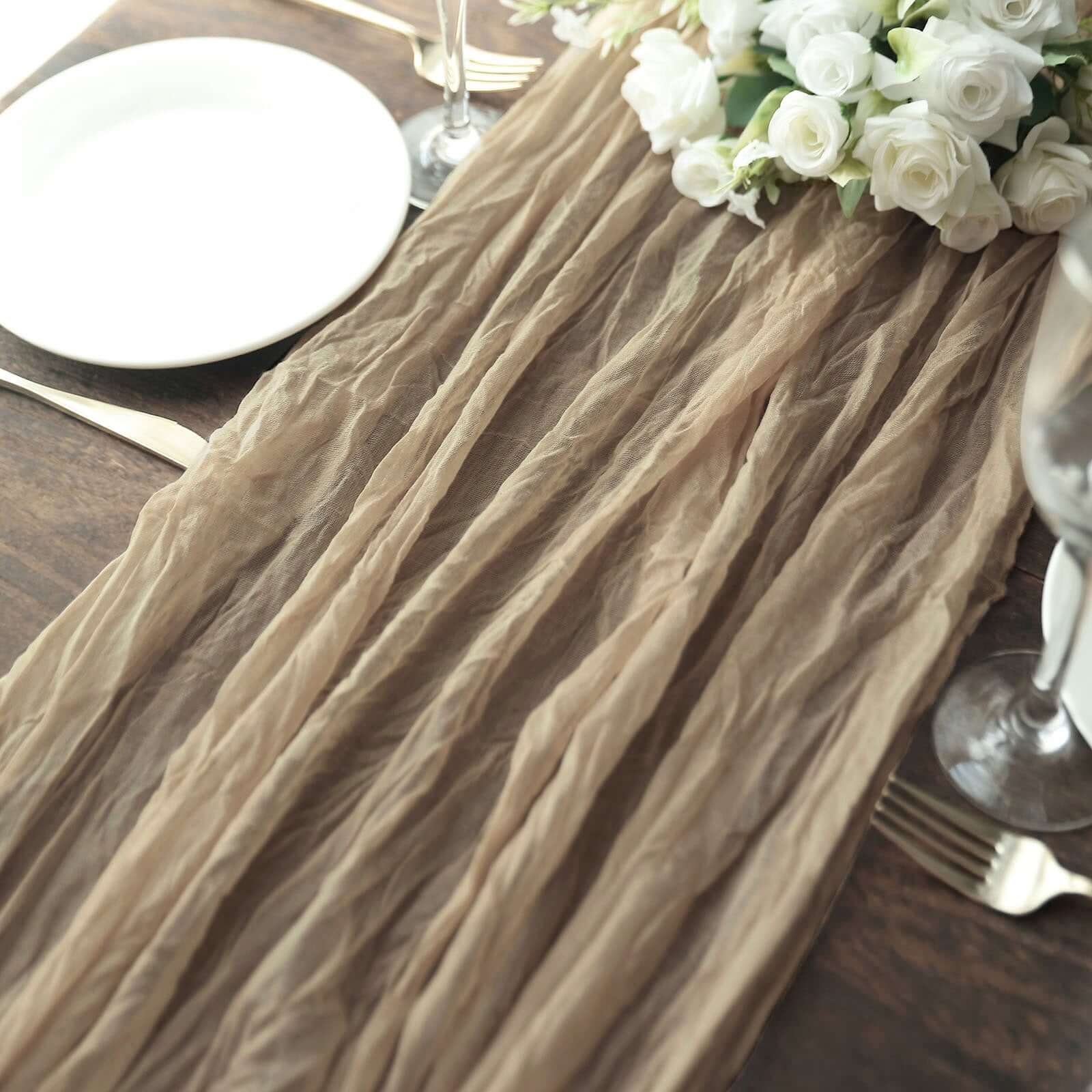 Hot! 10ft Beige Gauze Cheesecloth Table Runner - Rustic Boho Style