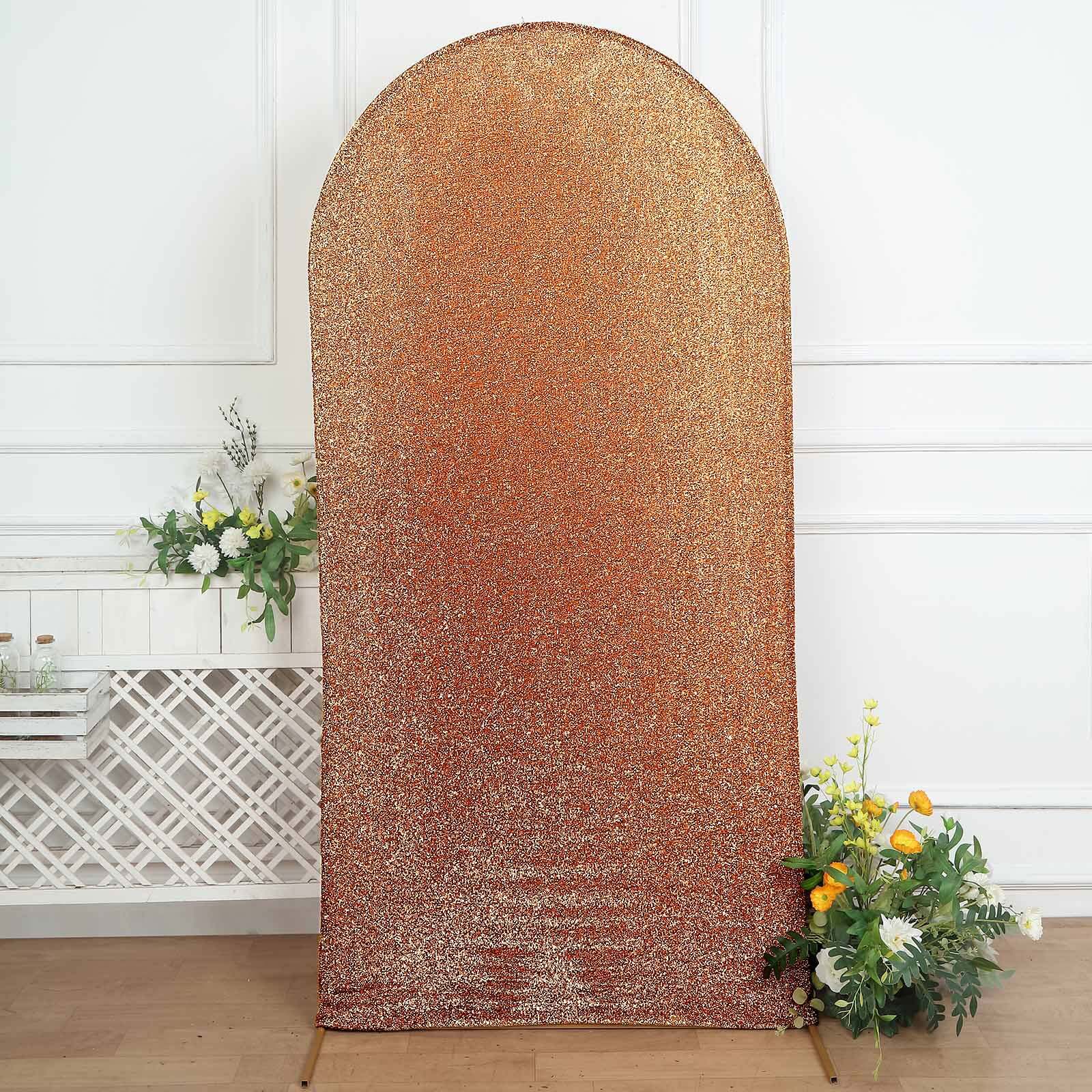 Hot Sale! 7ft Antique Gold Shimmer Tinsel Spandex Cover for Round Top Wedding Arch