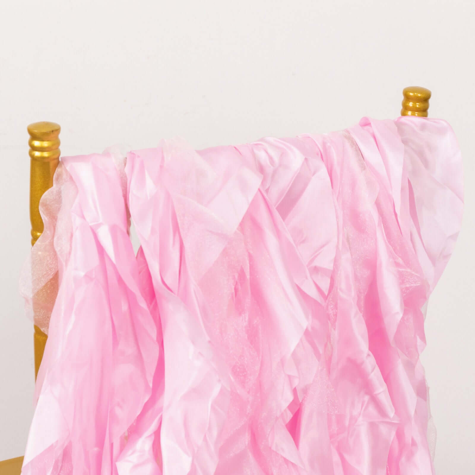 5-Piece Pink Chiffon Satin Curly Willow Chair Sashes - Effortless Installation