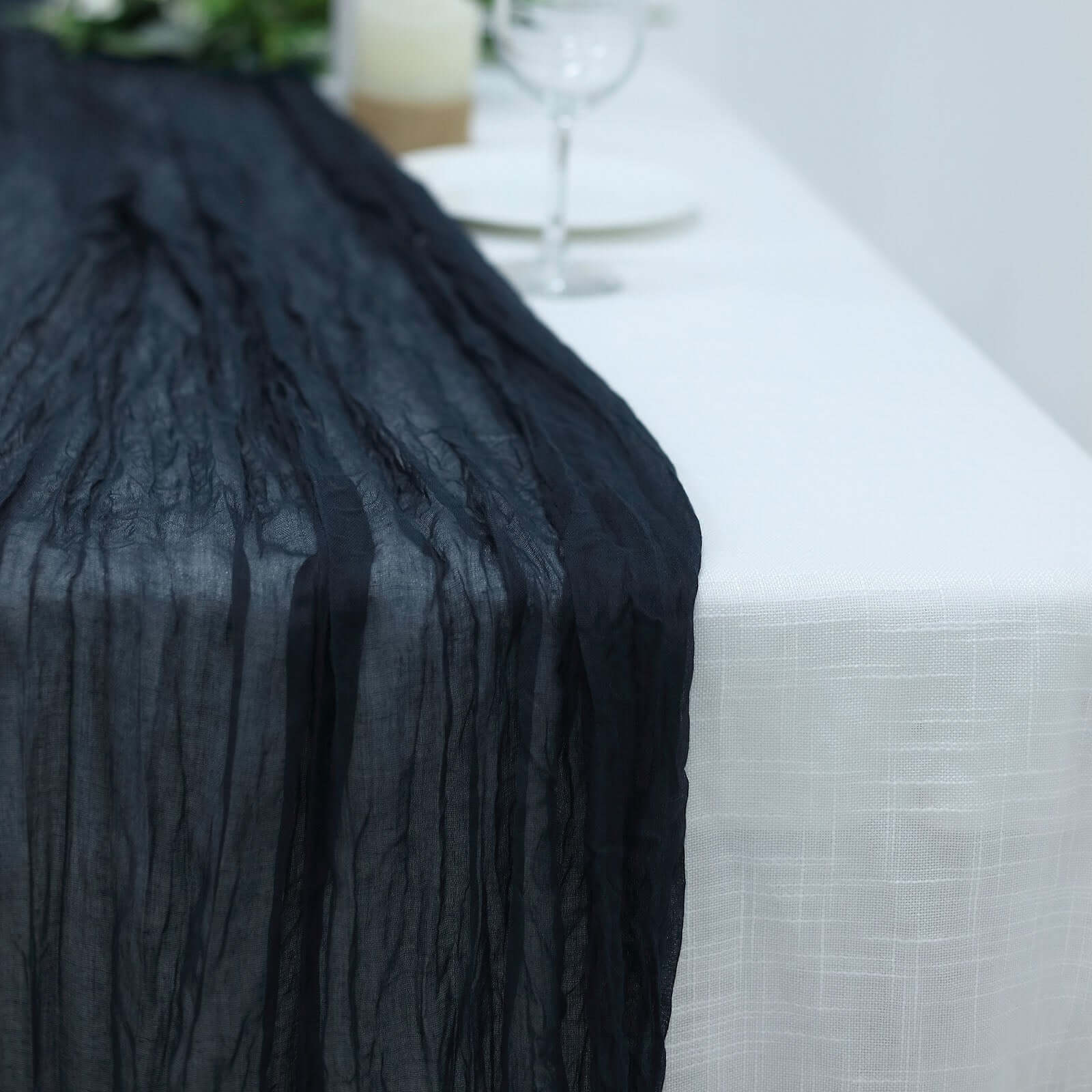 Navy Blue 10ft Gauze Cheesecloth Table Runner - Rustic Boho Charm
