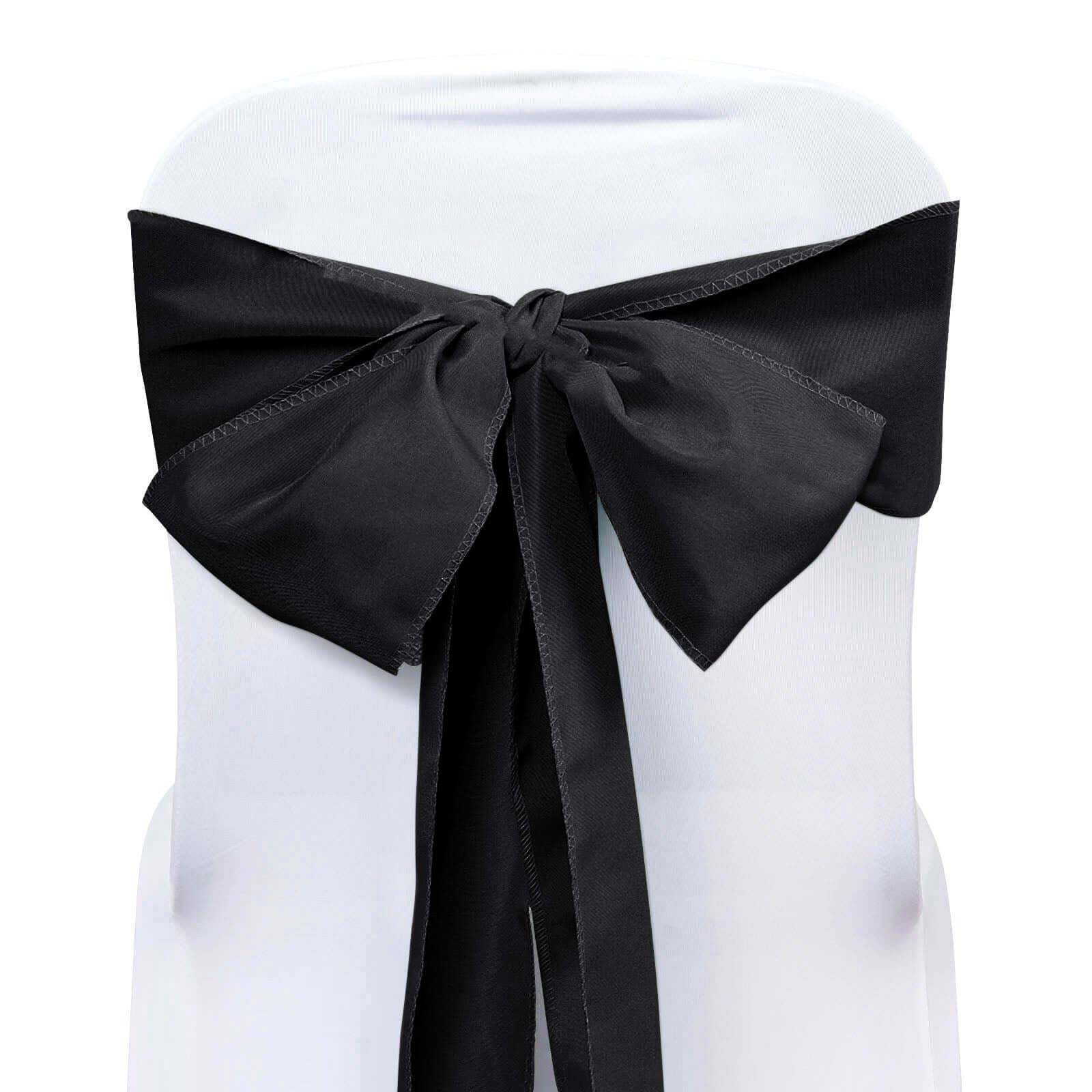 5-Pack Black Polyester Chair Sashes - Elegant Decor for Special Events