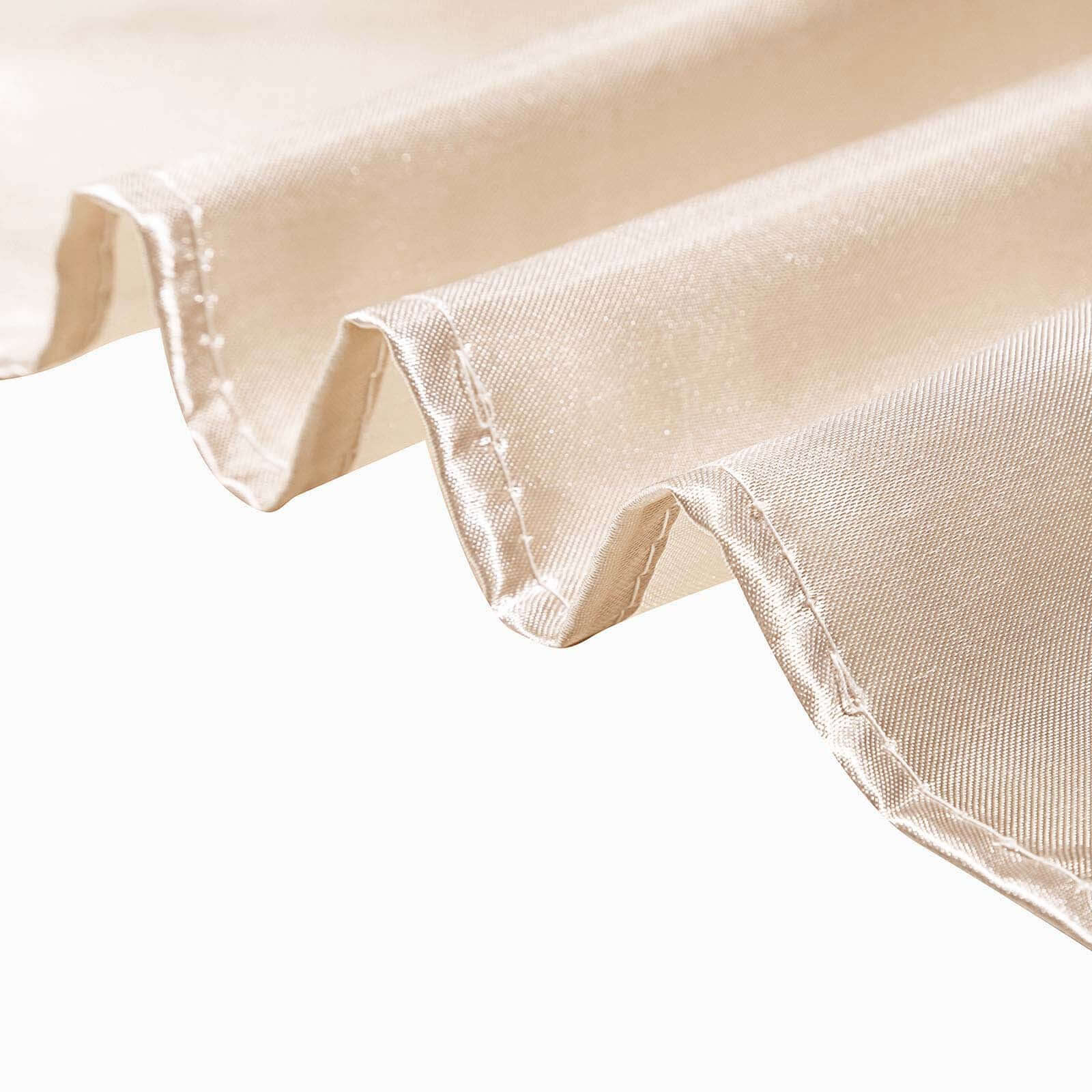 Beige Satin 90-Inch Round Tablecloth - Smooth, Lustrous & Resistant