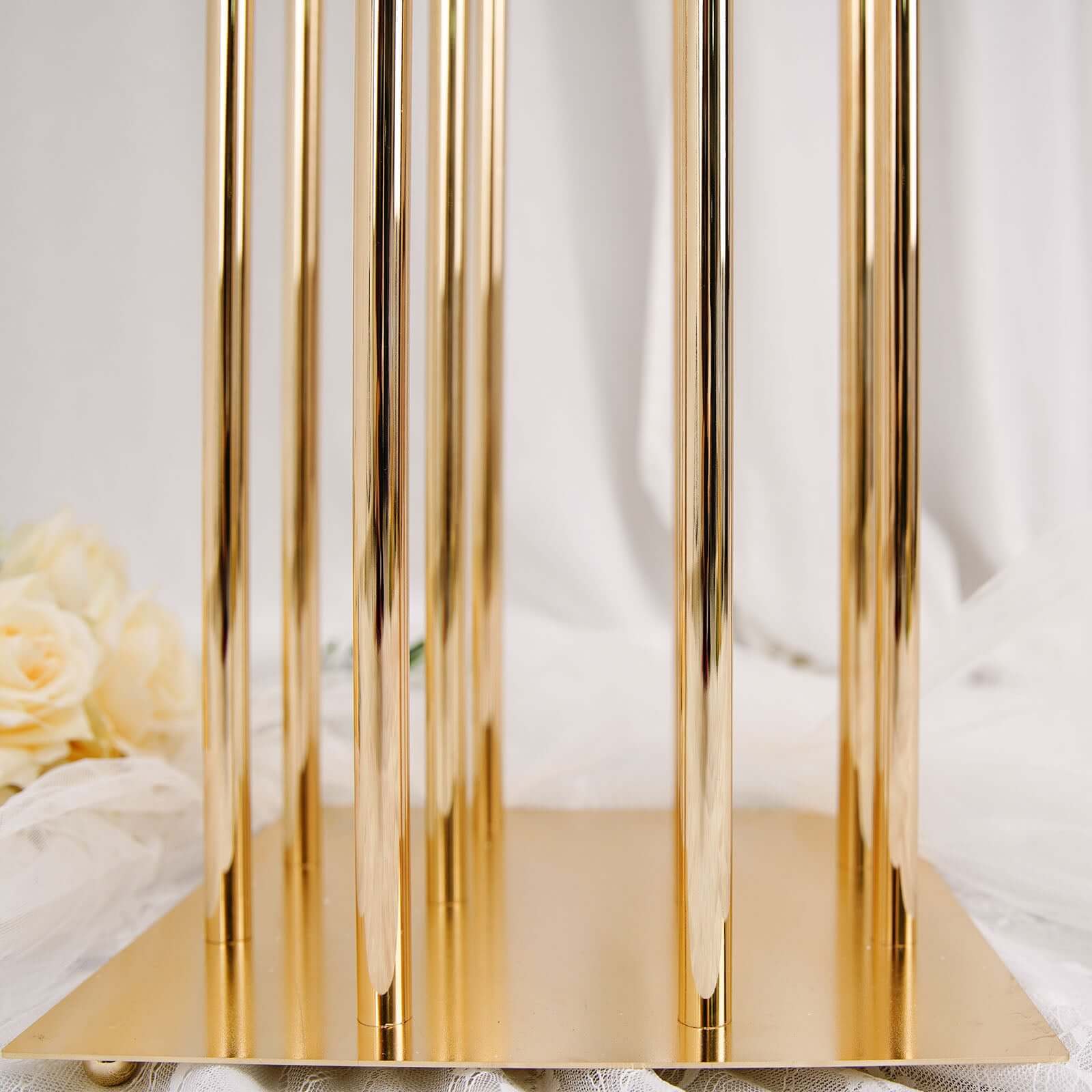 Stylish 10-Arm Gold Cluster Taper Candle Holder with Clear Glass Shades for Gatherings