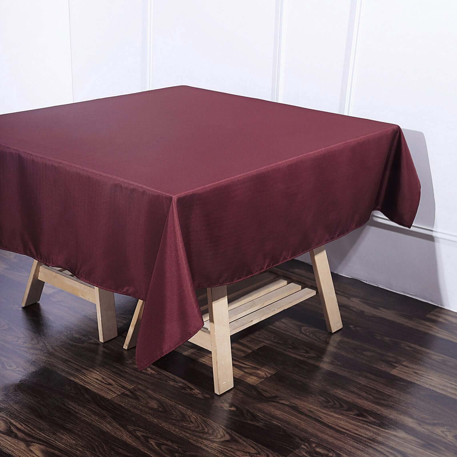 Hot! Wrinkle-Resistant & Durable 70x70 Burgundy Polyester Square Tablecloth