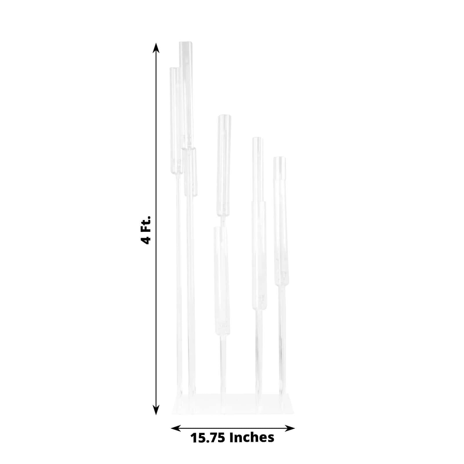 4ft Clear 9-Arm Cluster Acrylic Candelabra with Square Base - Elegant Table Centerpiece for Pillar Candles