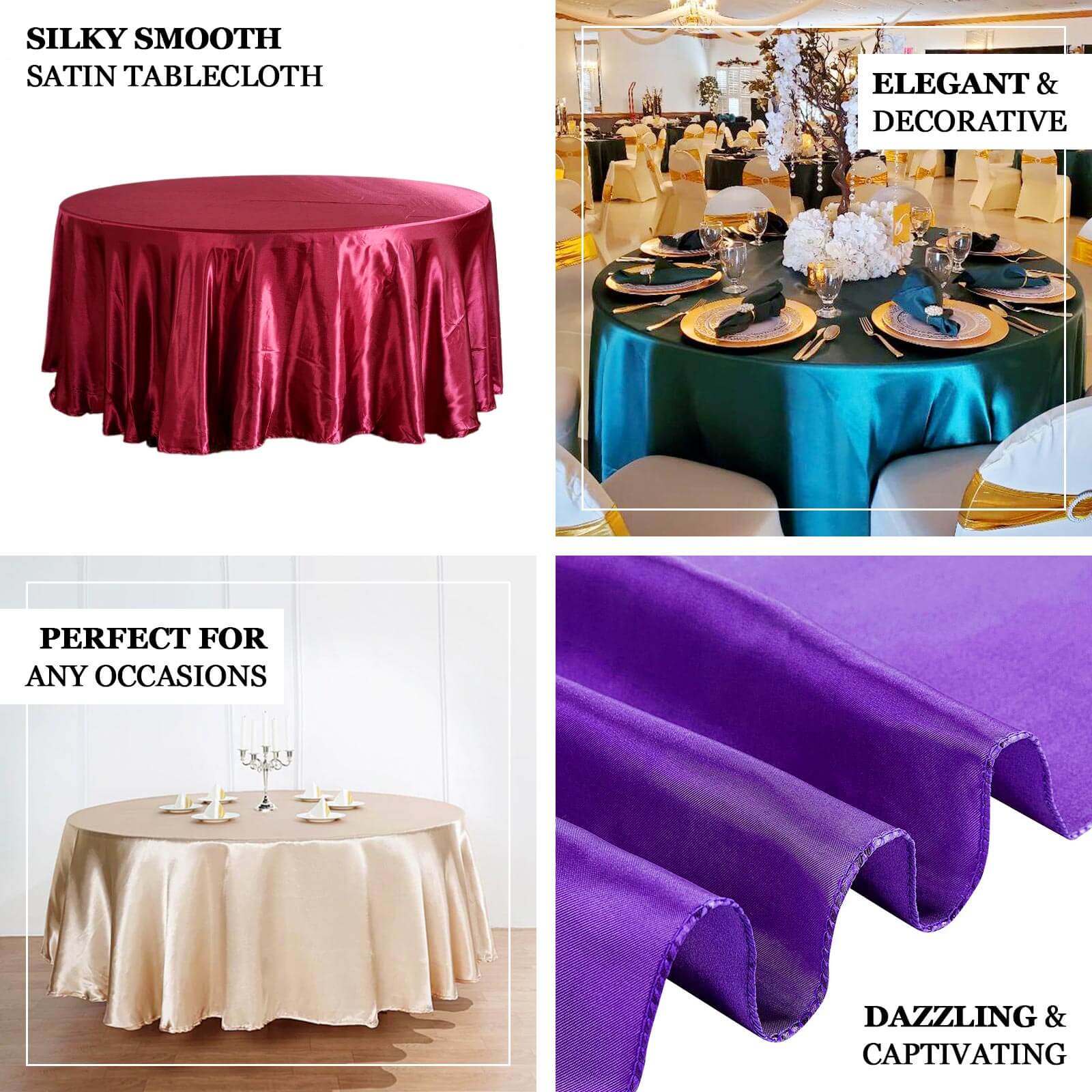 Stylish Seamless Satin Round Tablecloth in Dusty Sage Green, 132" - Ideal for Events