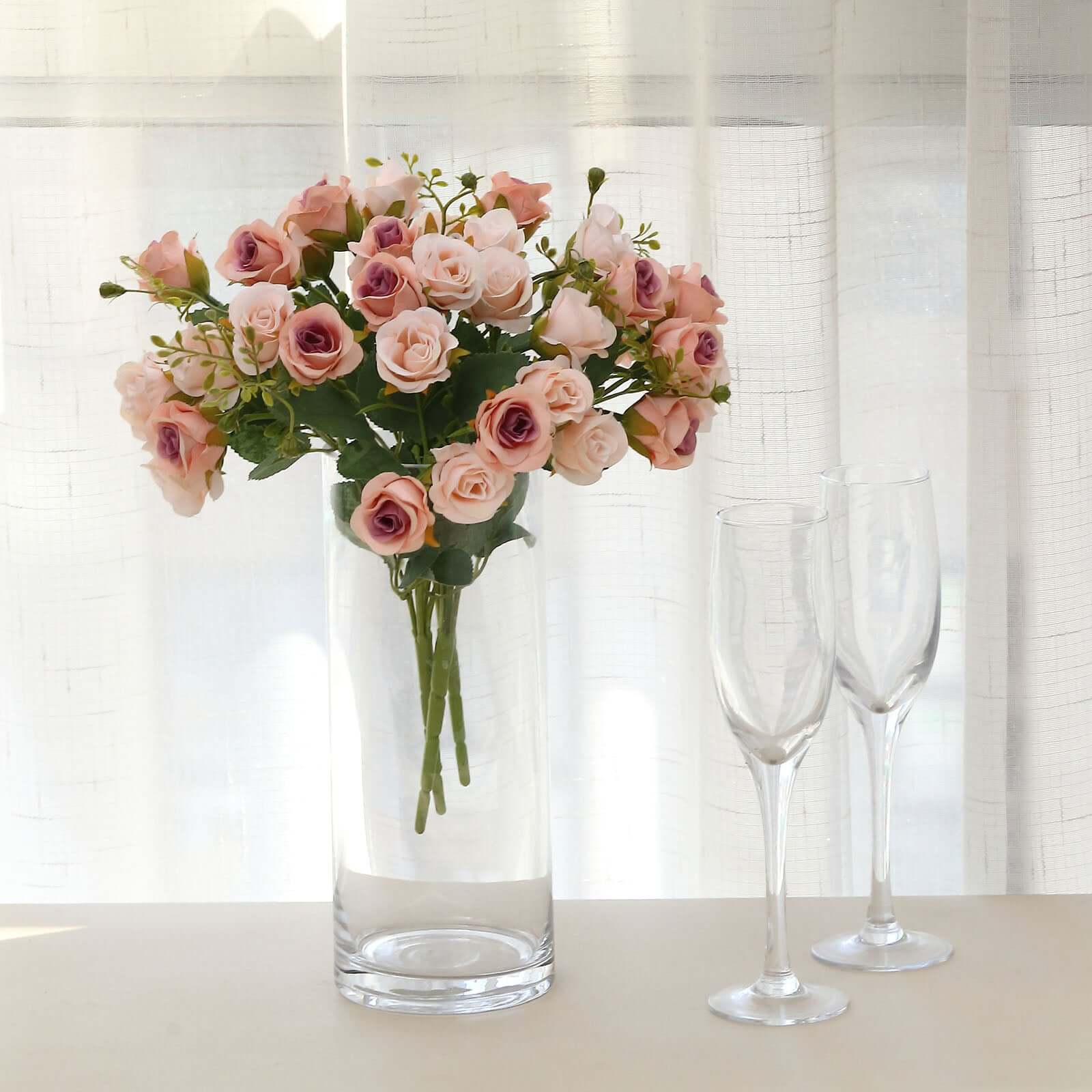 Hot Deal! 2 Pack of 12-Blossom Blush Artificial Rose Flower Arrangements