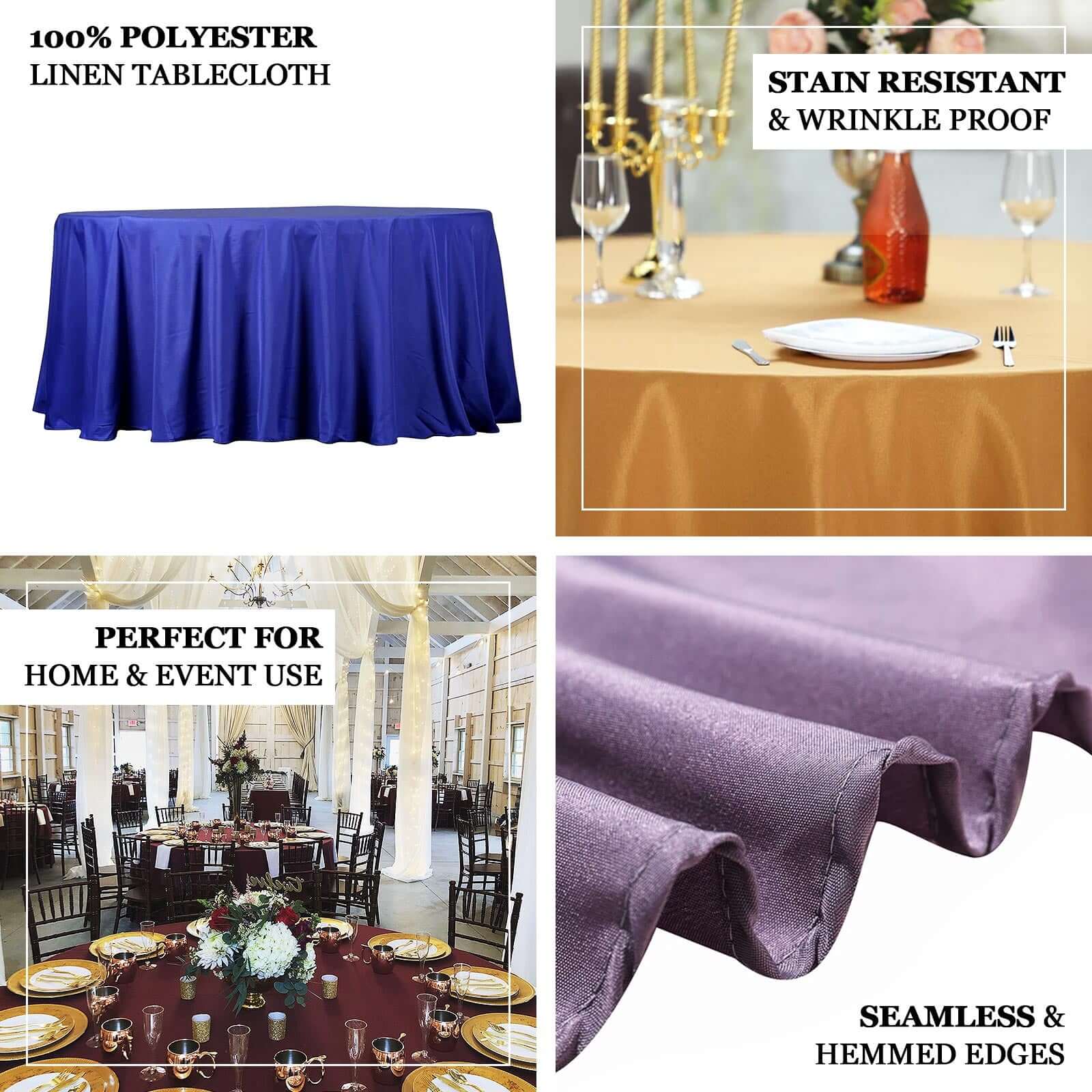 Fuchsia Seamless 132 - inch Polyester Round Tablecloth for Elegant Tables