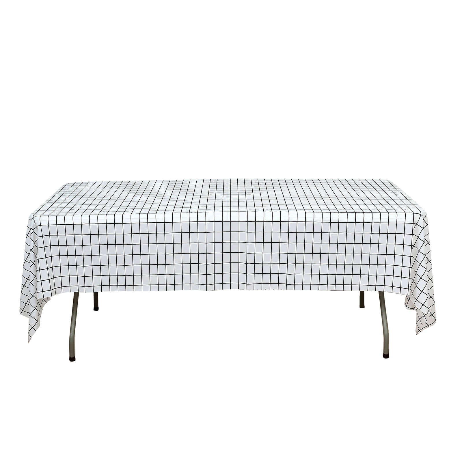 5-Pack Durable Black/White Grid PVC Disposable Plastic Table Covers 54x108 - Perfect for Events
