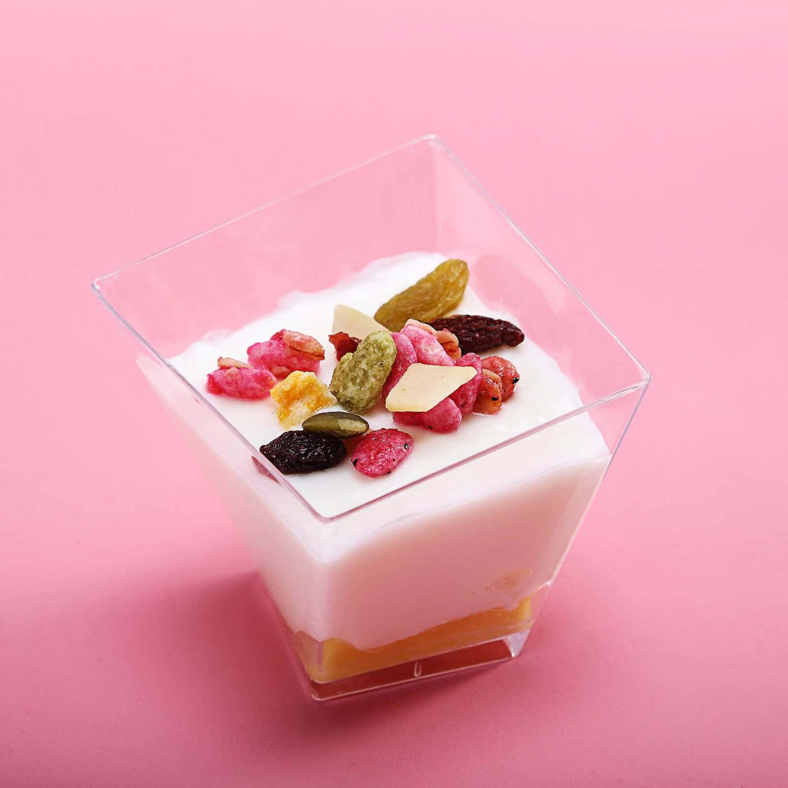 50-Pack 2oz Durable Disposable Clear Square Twist Plastic Dessert Cups for Parties