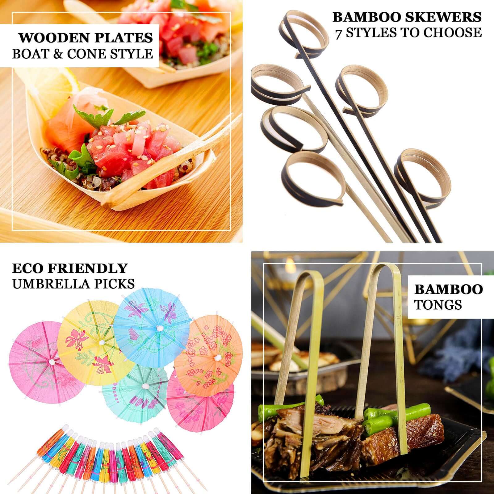 100-Piece Set of Eco-Friendly Bamboo Cocktail Picks with Tropical Leaf Design, 5 Inches Long