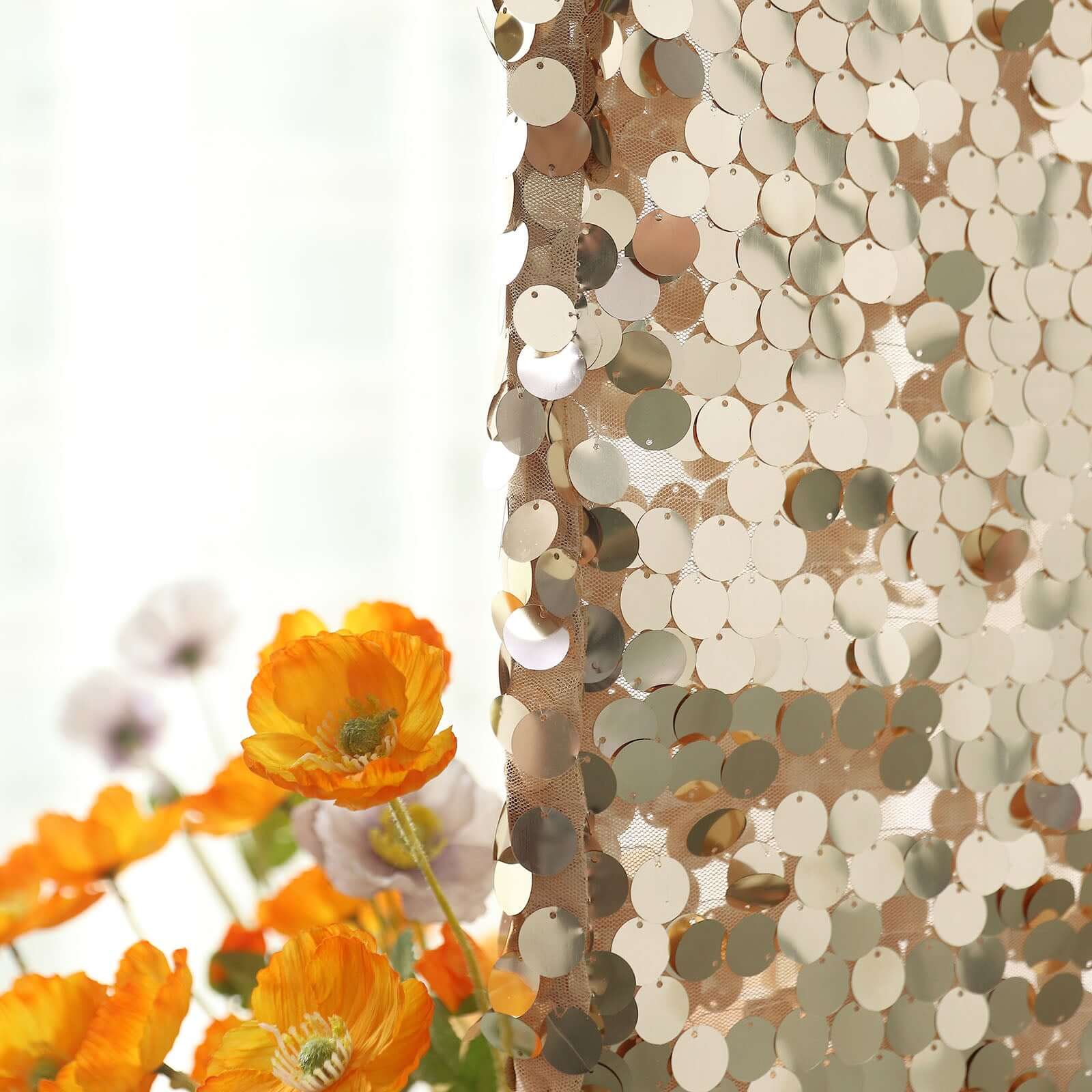 6ft Double-Sided Champagne Sparkly Payette Sequin Cover for Round Top Wedding Arch