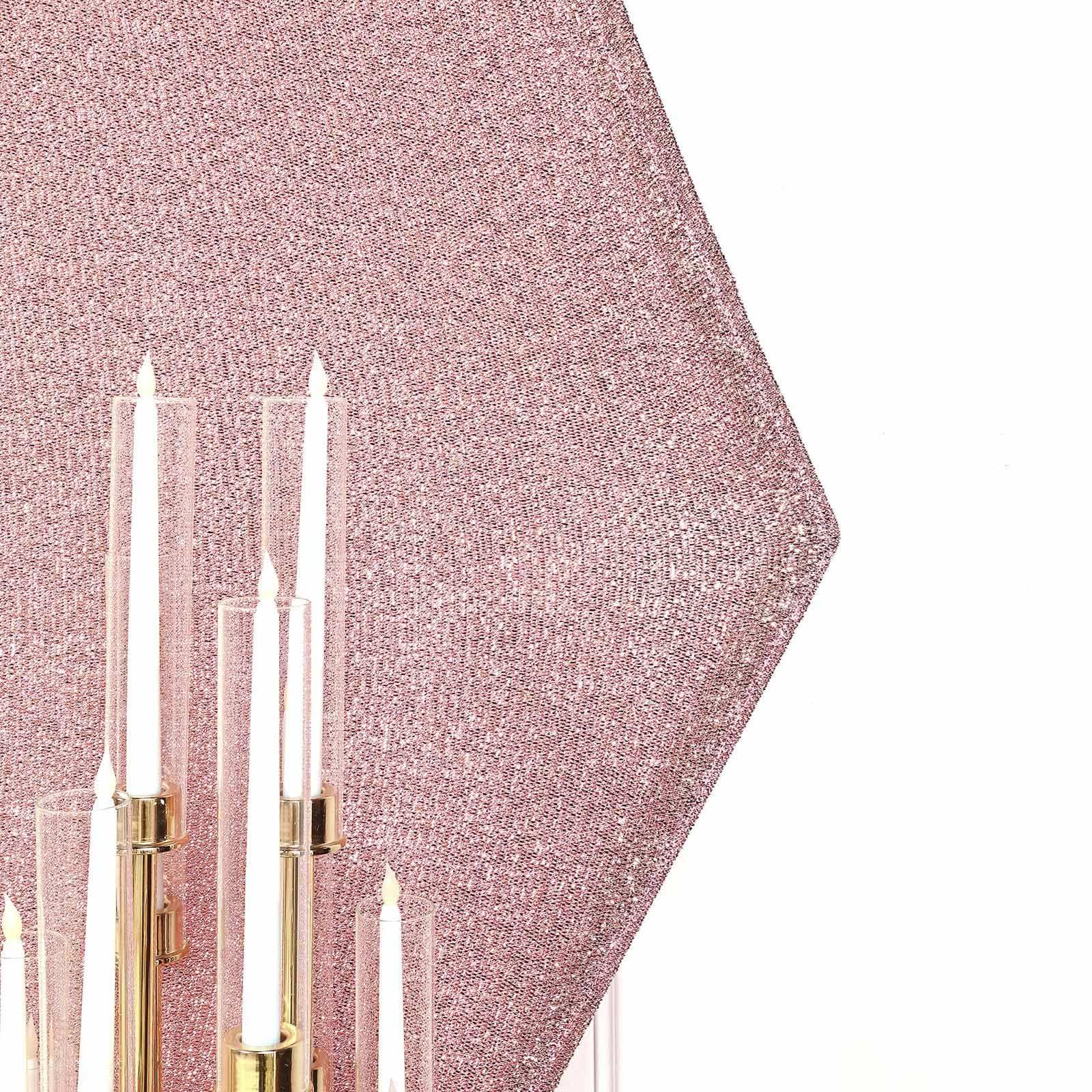 Special Offer! 8ft x 7ft Rose Gold Metallic Shimmer Tinsel Spandex Two - Sided Hexagon Wedding Arbor Backdrop Cover