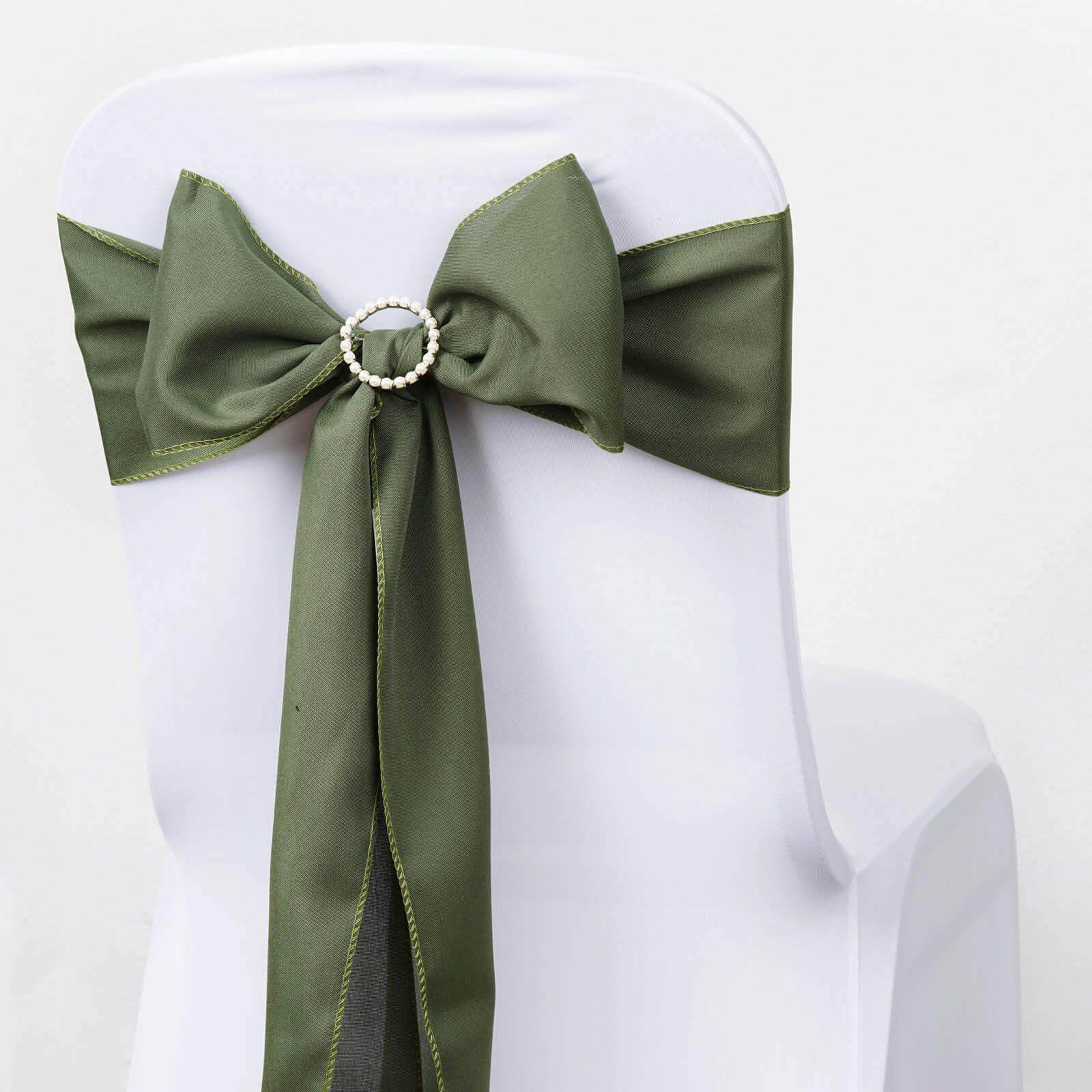 5-Piece Set of Olive Green Polyester Chair Sashes, 6x108 - Great Value!