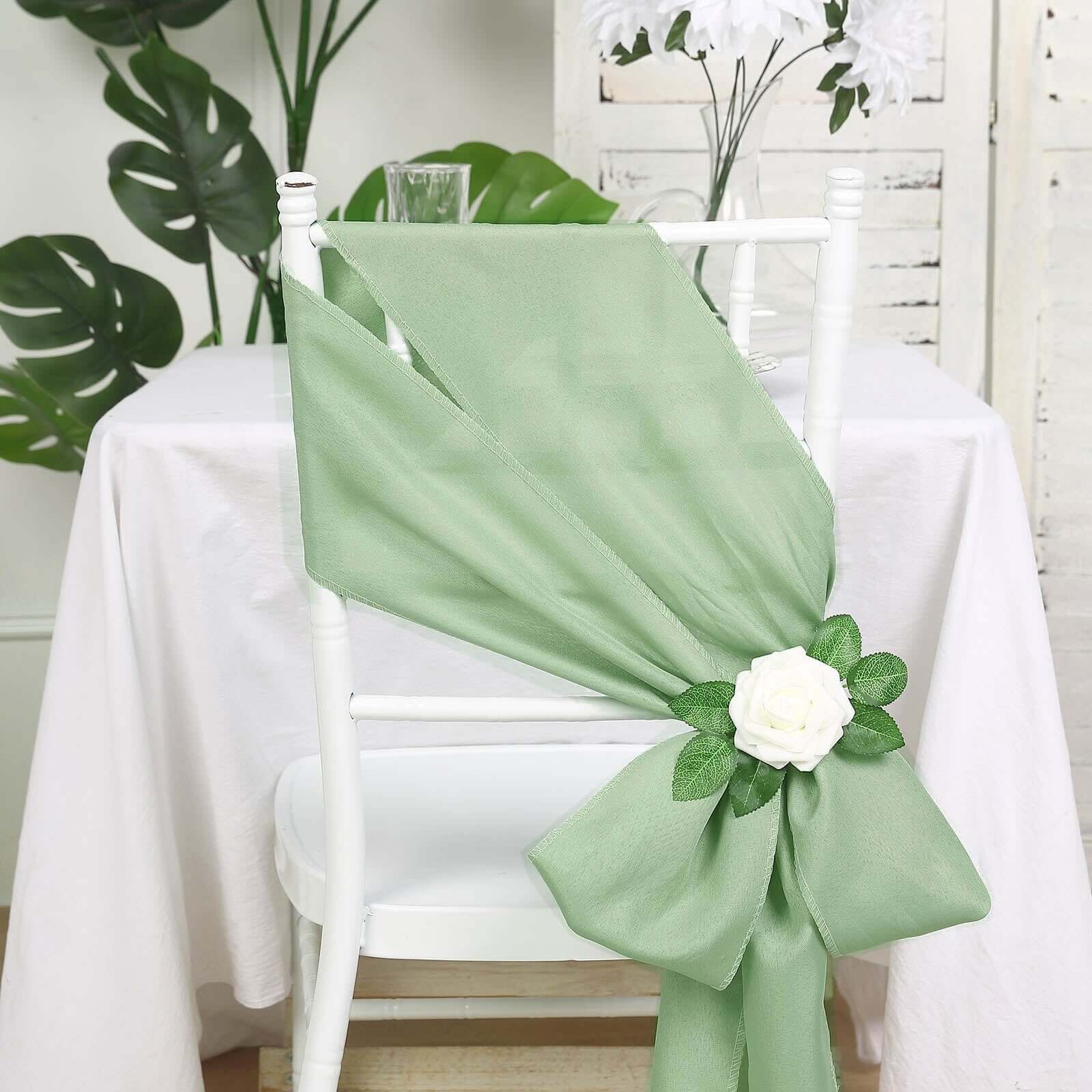 Hot Deal! 5-Pack Sage Green Polyester Chair Sashes 6x108