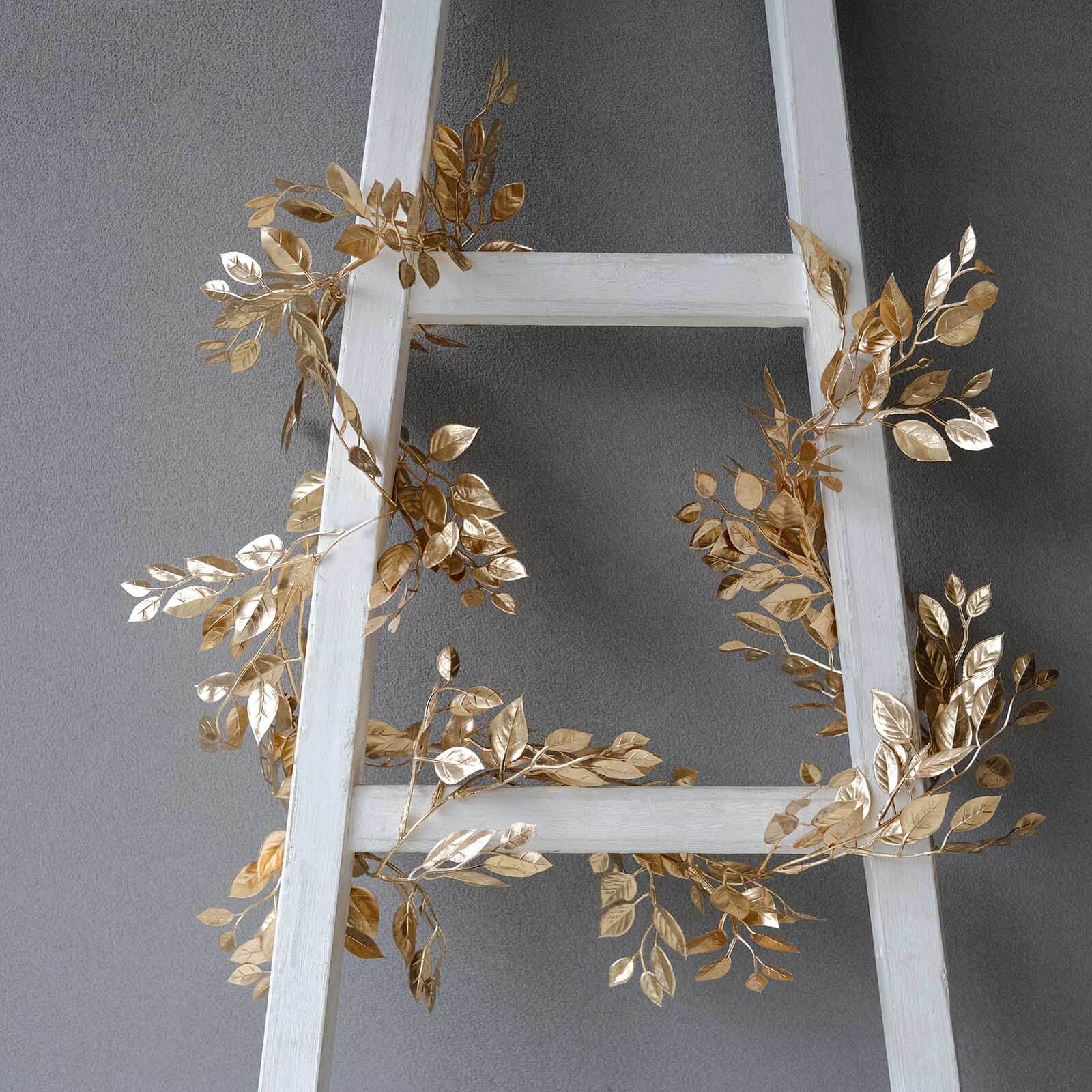 6ft Metallic Gold Artificial Magnolia Leaf Table Garland - Ideal for DIY Crafts & Decor