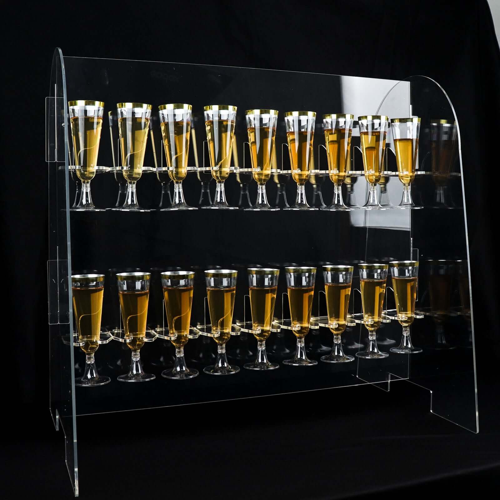 Clear 2-Tier Acrylic Champagne Glass Holder Display Stand - Ideal for Events & DIY Bars, 18 Hooks Included
