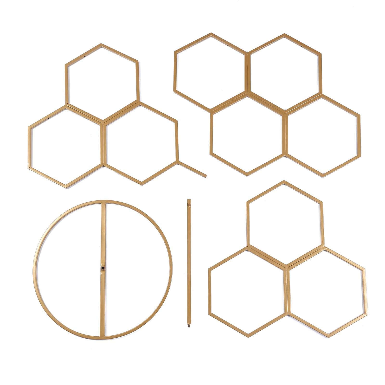 6ft Gold Metal Honeycomb Floor Standing Wedding & Party Flower Frame Backdrop Stand