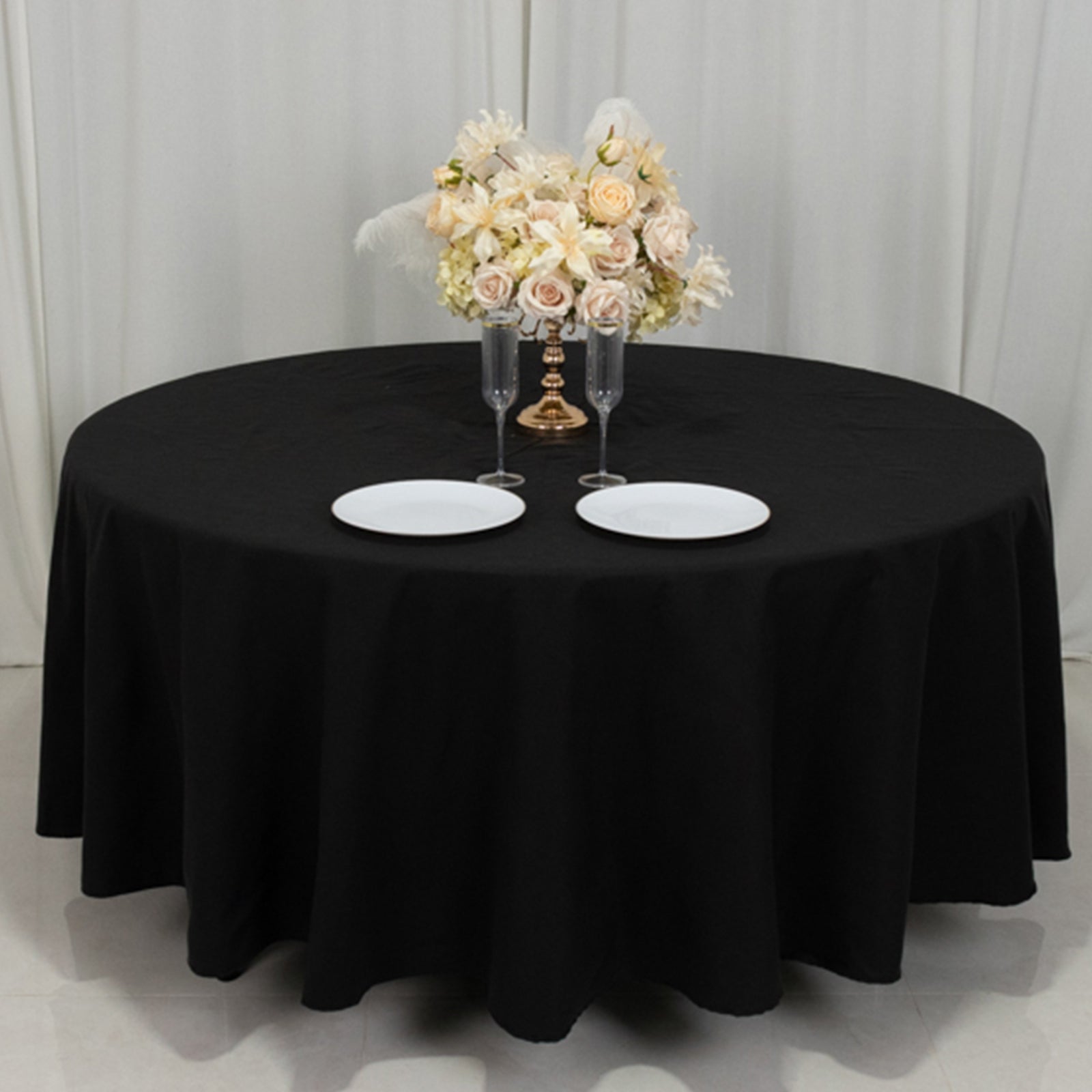 Exclusive Wrinkle-Resistant Black 108" Cotton Blend Round Tablecloth for Special Occasions