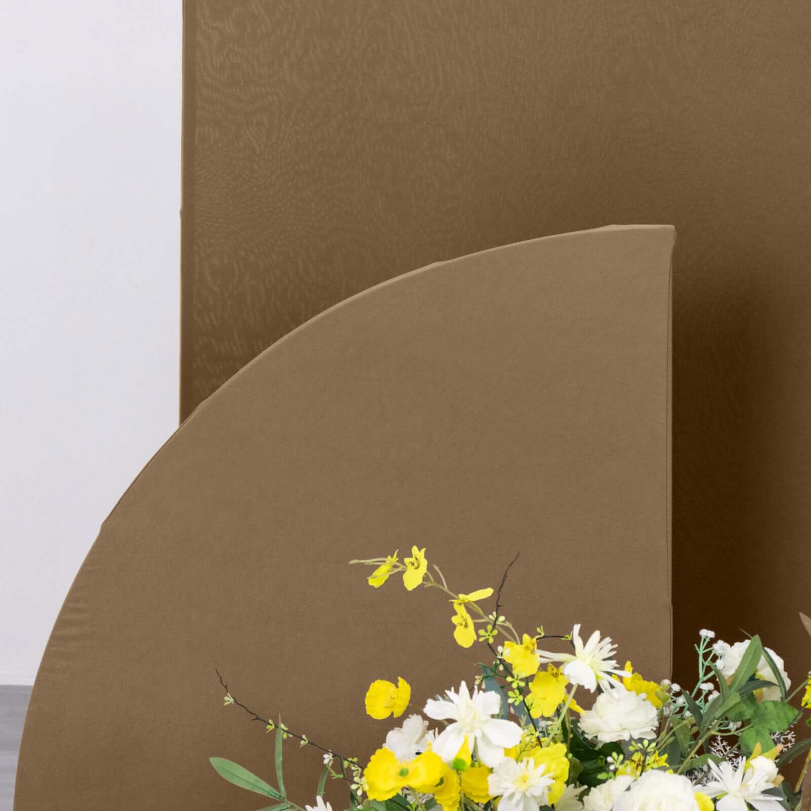 Custom-Fit Matte Taupe Spandex Set of 4 Half Moon Wedding Arch Backdrop Covers - 2.5ft, 5ft, 6ft, 7ft