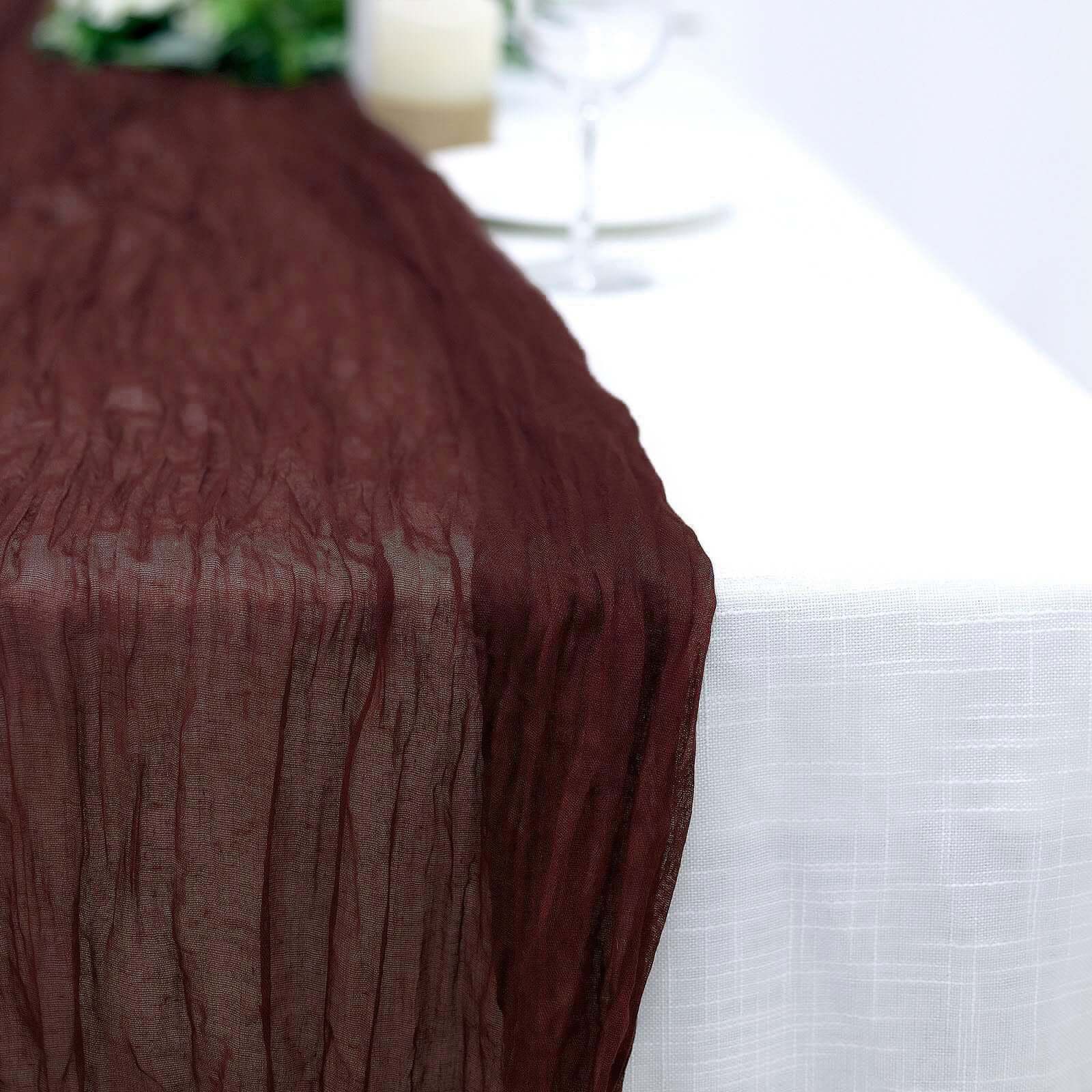 Hot Sale! 10ft Burgundy Gauze Cheesecloth Table Runner - Rustic Boho Style