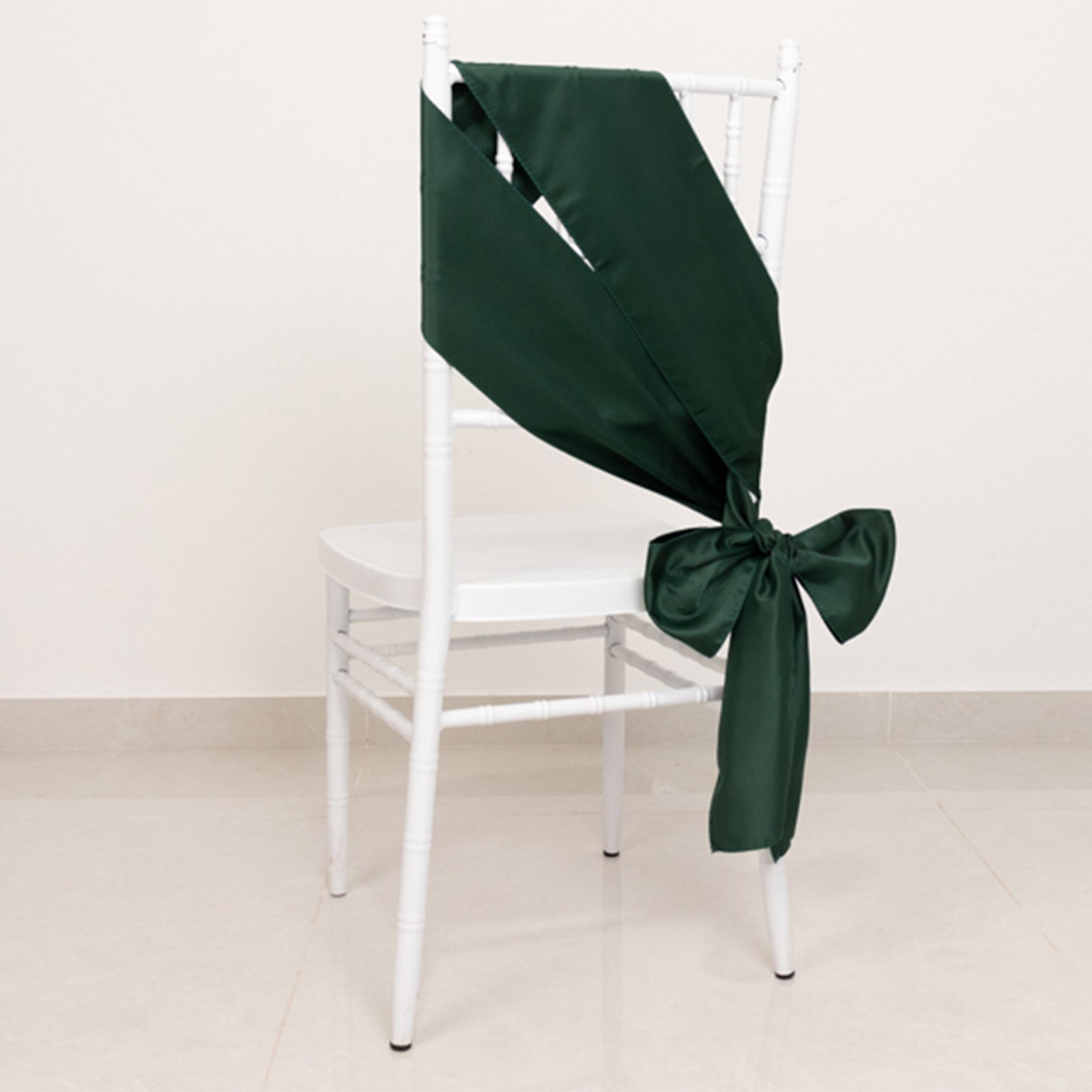 5-Piece Lamour Satin Hunter Emerald Green 6x106 Chair Sashes - Reusable Decorative Bows