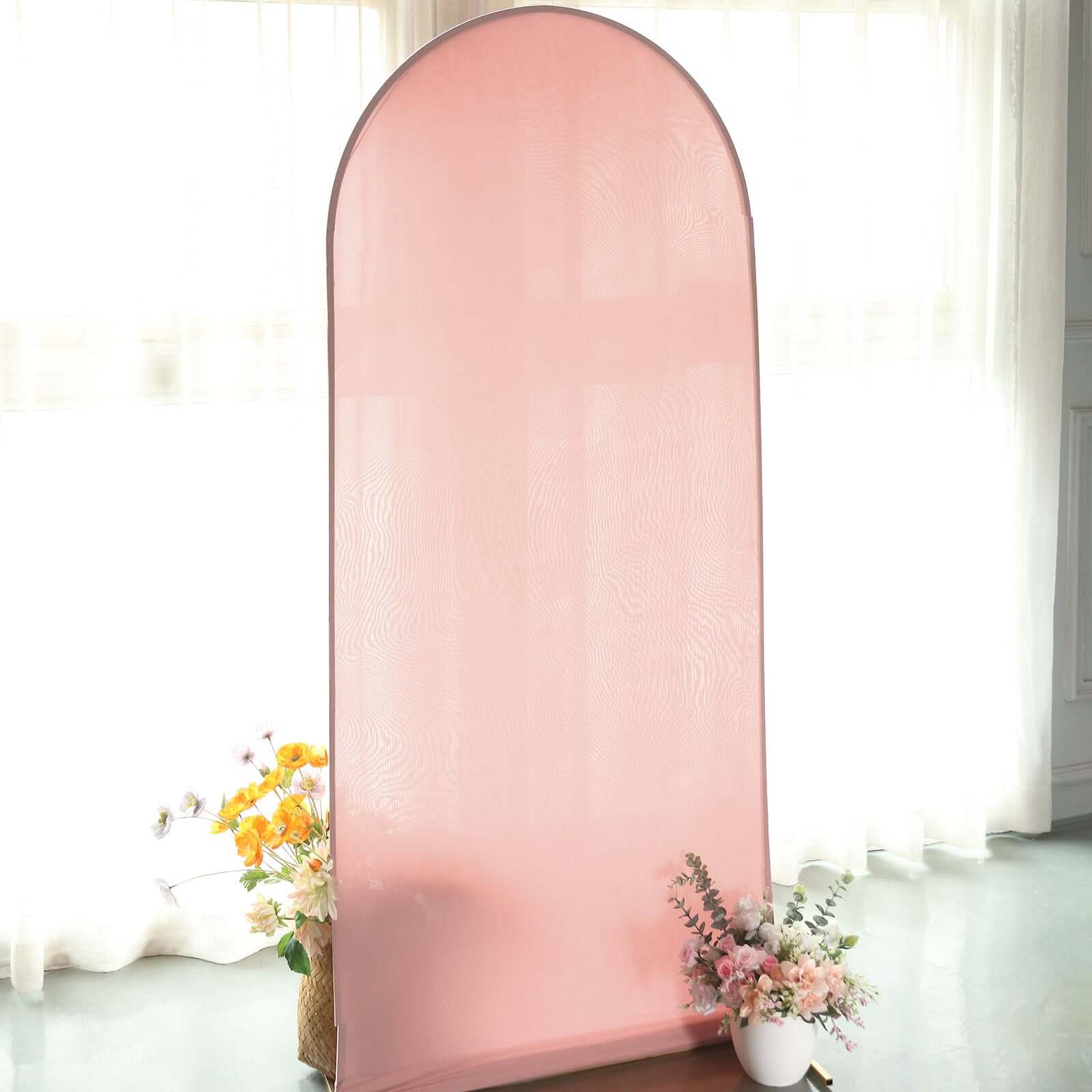 Hot Sale! 6ft Double - sided Dusty Rose Spandex Wedding Arch Backdrop Stand Cover