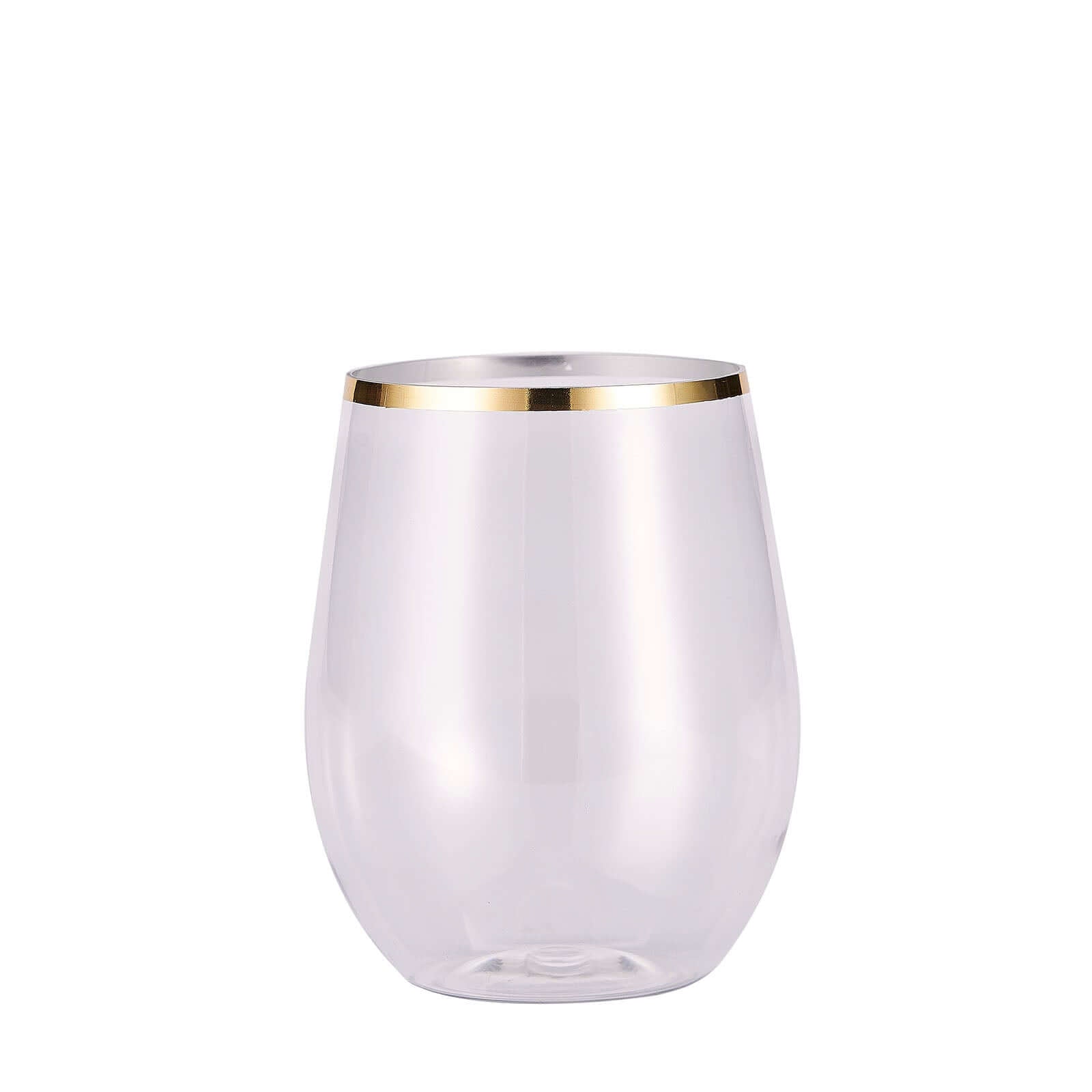 12-Pack Reusable 12oz Clear Plastic Wine Tumblers with Gold Rim - Ideal for Events