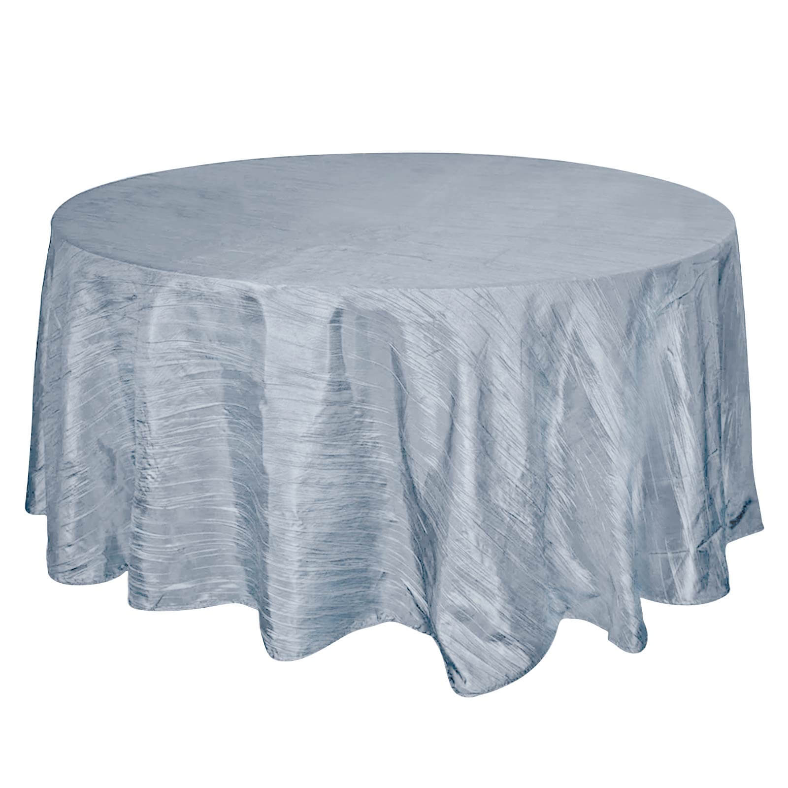 Seamless Accordion Crinkle 120-Inch Dusty Blue Round Taffeta Tablecloth