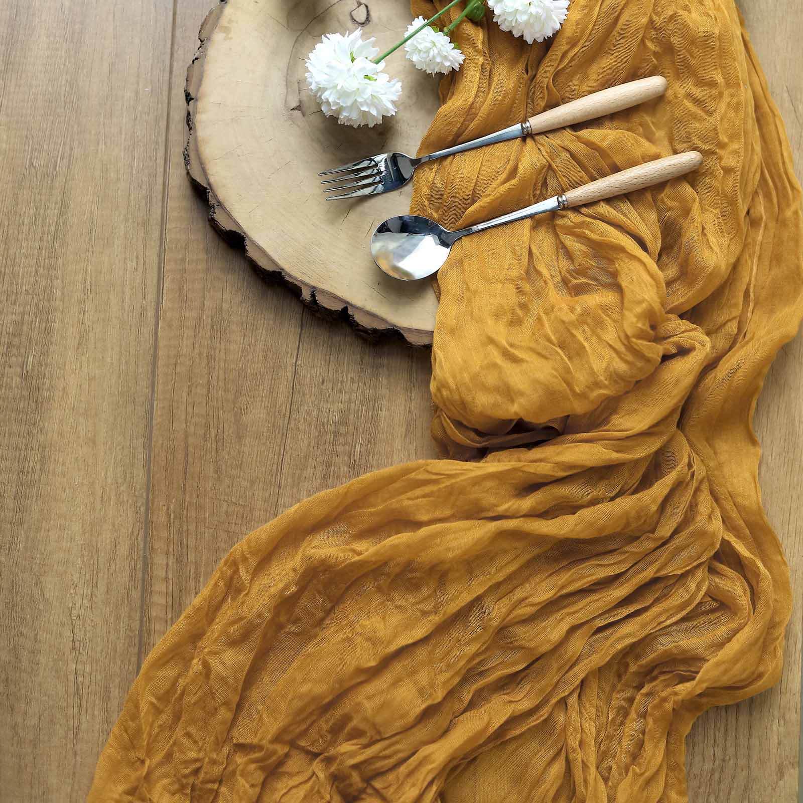 Hot! 10ft Mustard Yellow Gauze Cheesecloth Table Runner - Rustic Boho Style