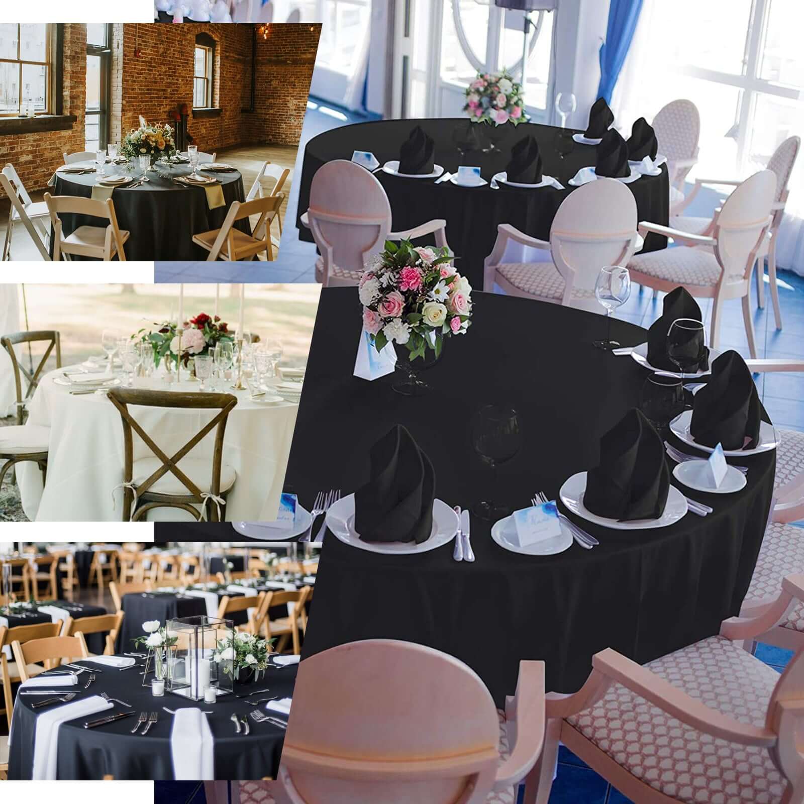Black 90 Round 100% Cotton Tablecloth - Soft, Breathable & Exquisite
