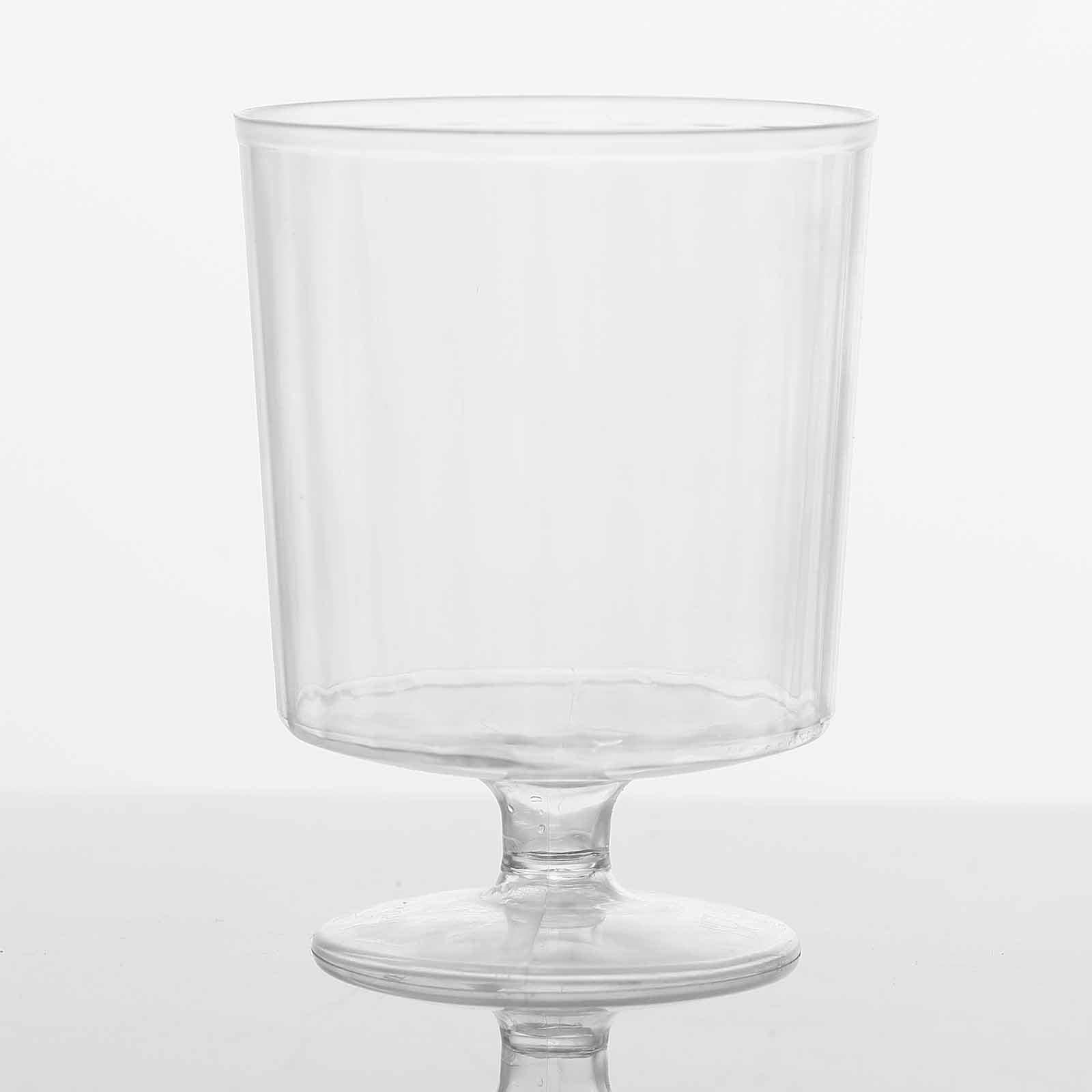 12-Piece Set of Clear Short Stem Plastic Wine Glasses - 8oz Durable Disposable Drinkware