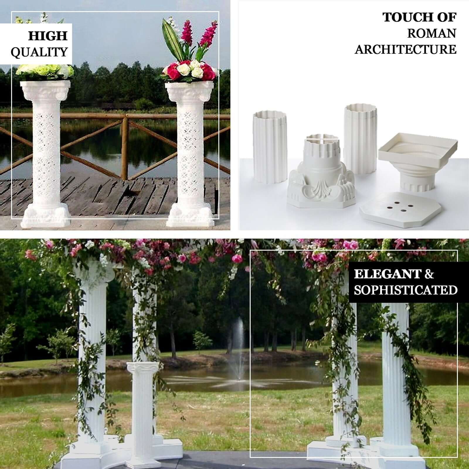 Hot Deal! 4-Pack White Adjustable Venetian Roman Wedding Pedestal Column Plant Stands - PVC