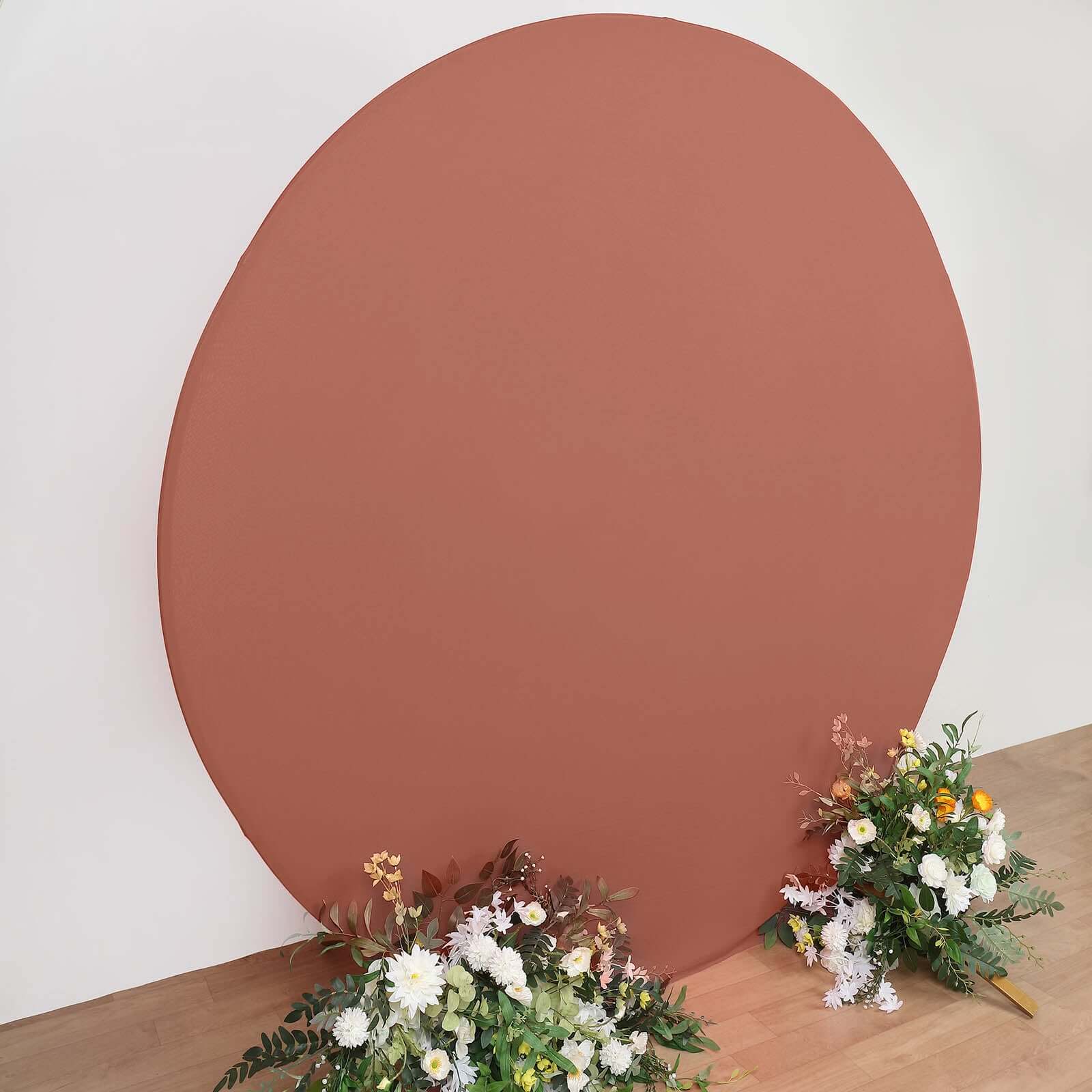 7.5ft Double-Sided Terracotta (Rust) Round Spandex Party Backdrop Stand Cover