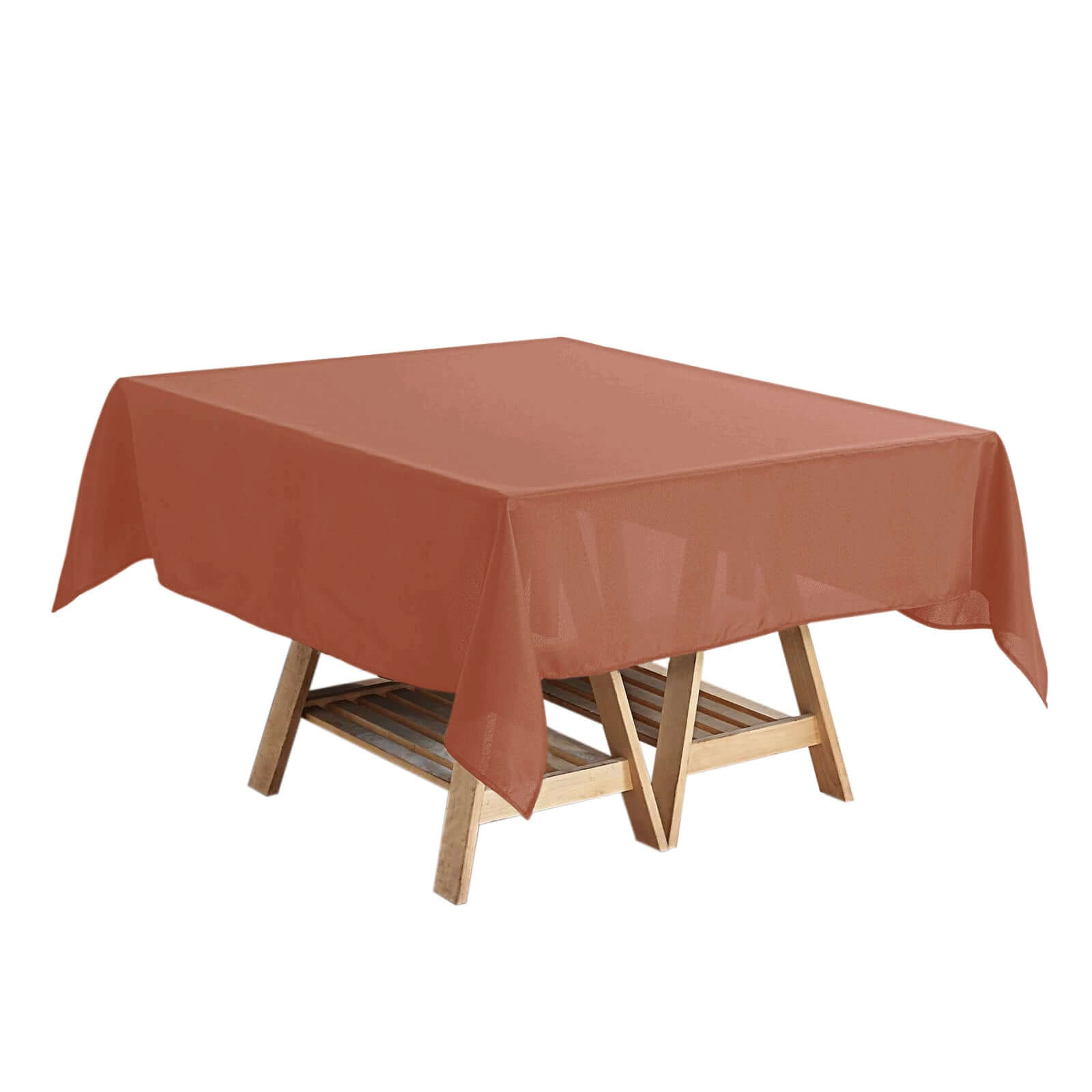Wrinkle-Resistant & Durable 54x54 Polyester Square Terracotta (Rust) Tablecloth