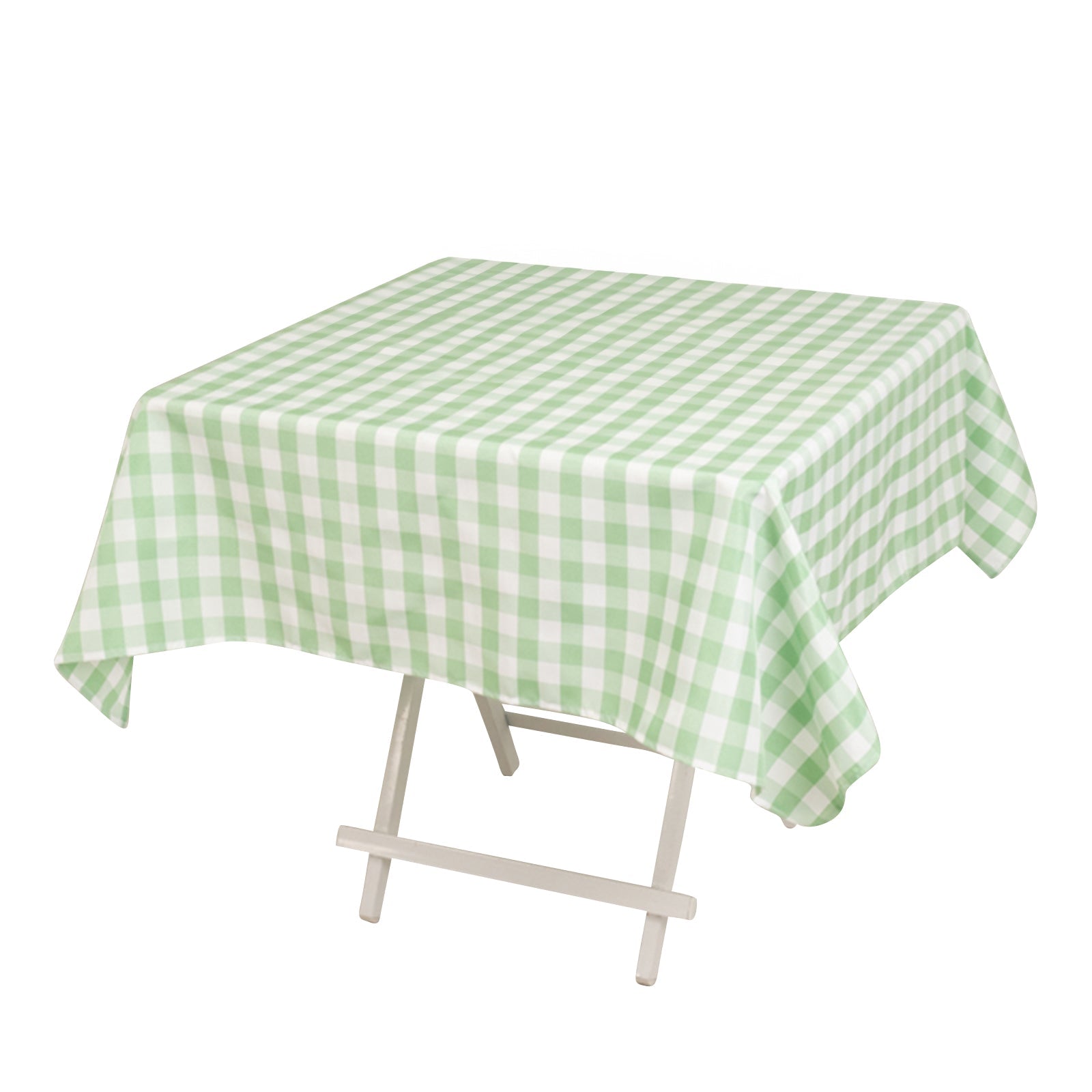 Get This Stylish 54x54 Polyester Square Tablecloth in White/Sage Green - Buffalo Plaid for Casual Tables