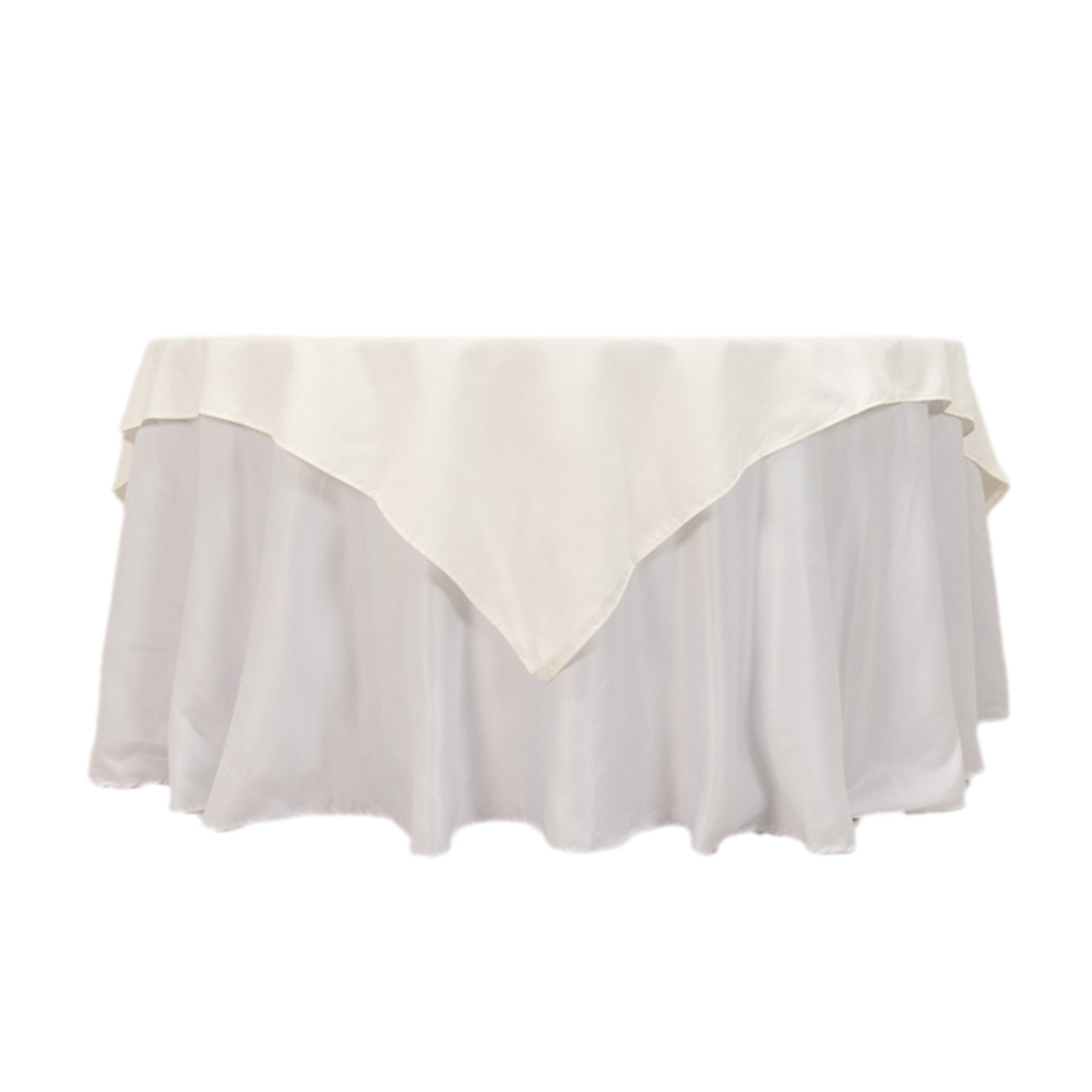 Ivory 70x70 Cotton Blend Wrinkle-Resistant Table Overlay - Ideal for Events