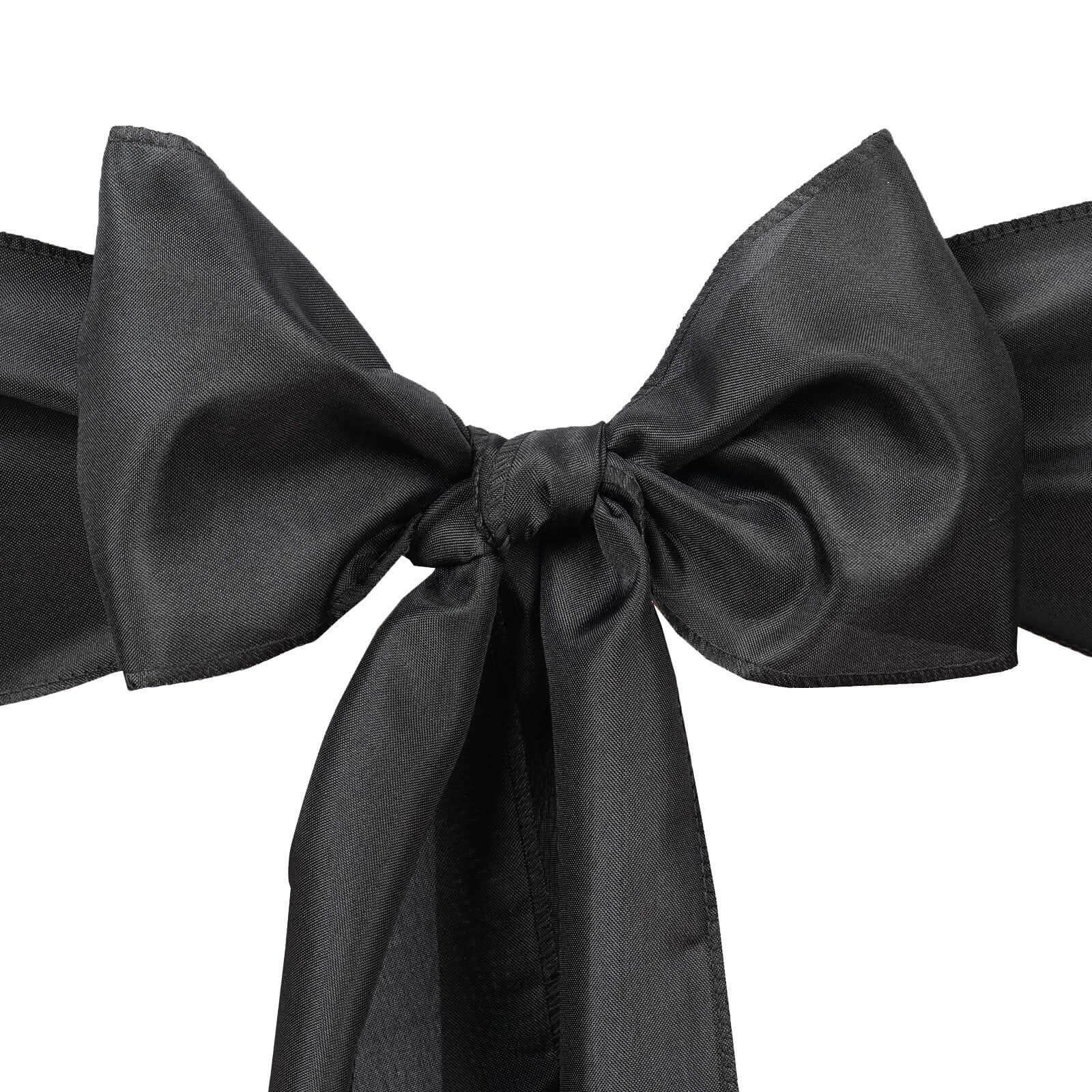 5-Pack Black Polyester Chair Sashes - Elegant Decor for Special Events
