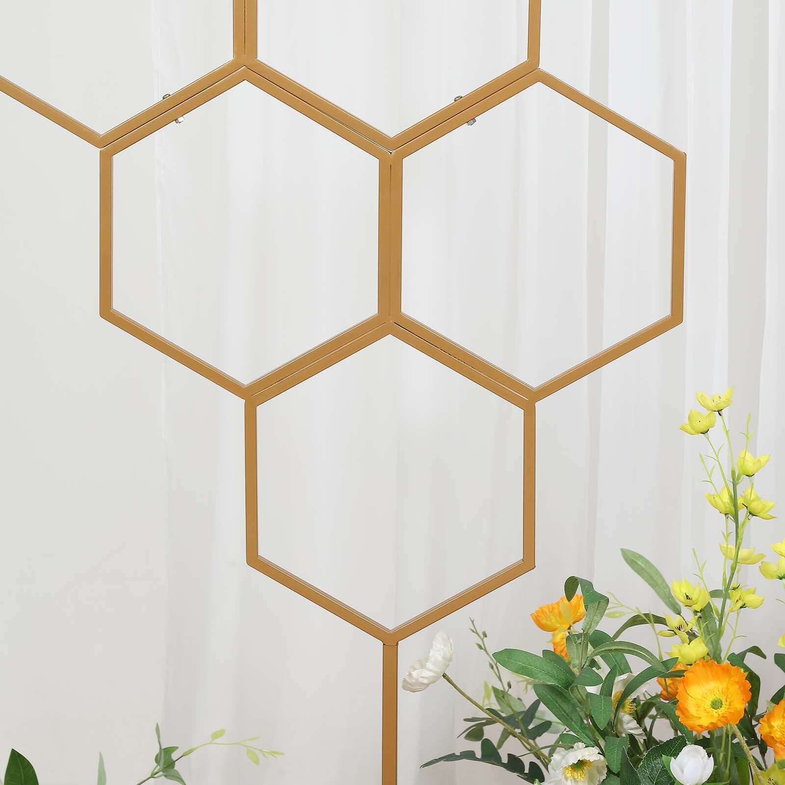 6ft Gold Metal Honeycomb Floor Standing Wedding & Party Flower Frame Backdrop Stand
