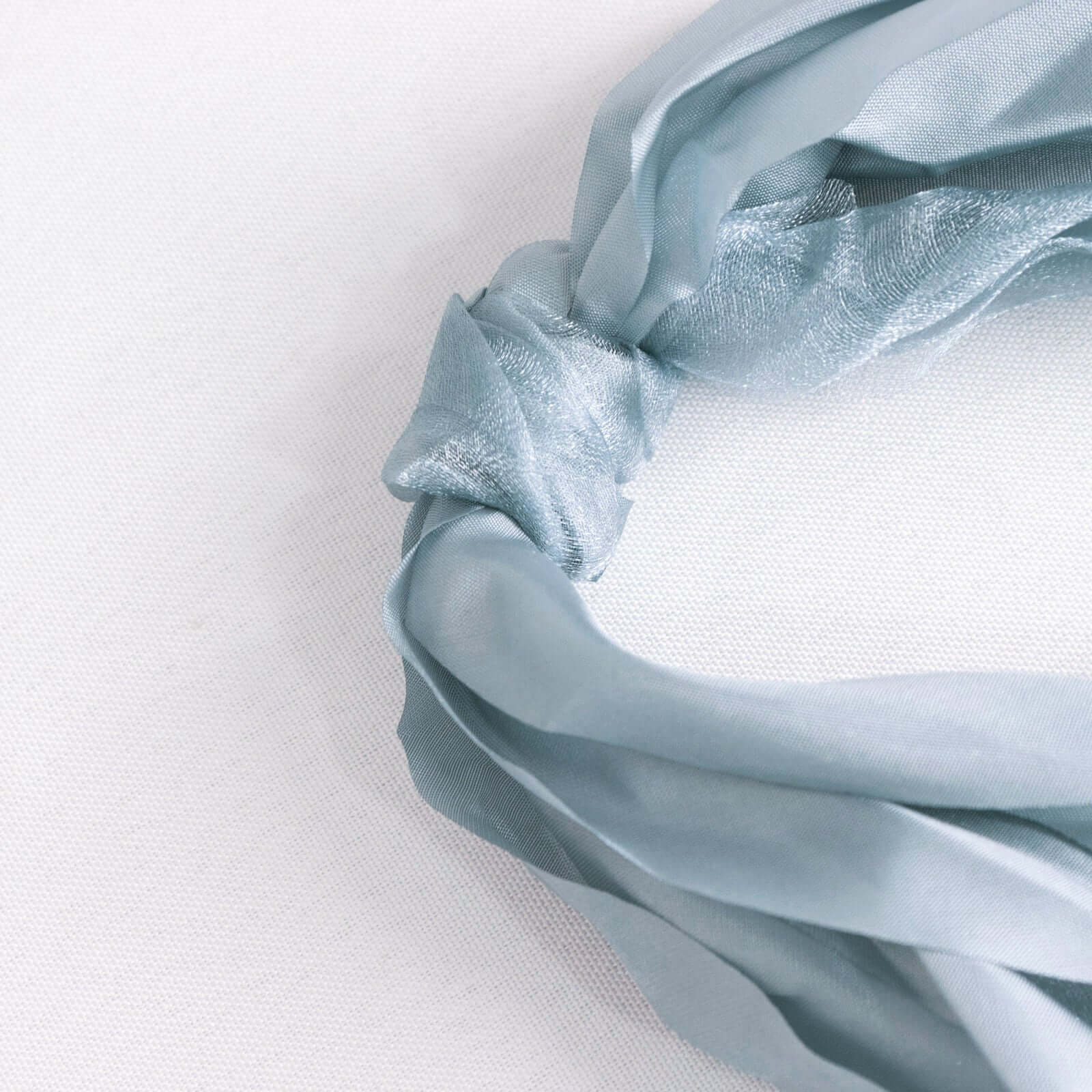 5-Pack Dusty Blue Chiffon Satin Chair Sashes - Easy Install, Curly Willow Style